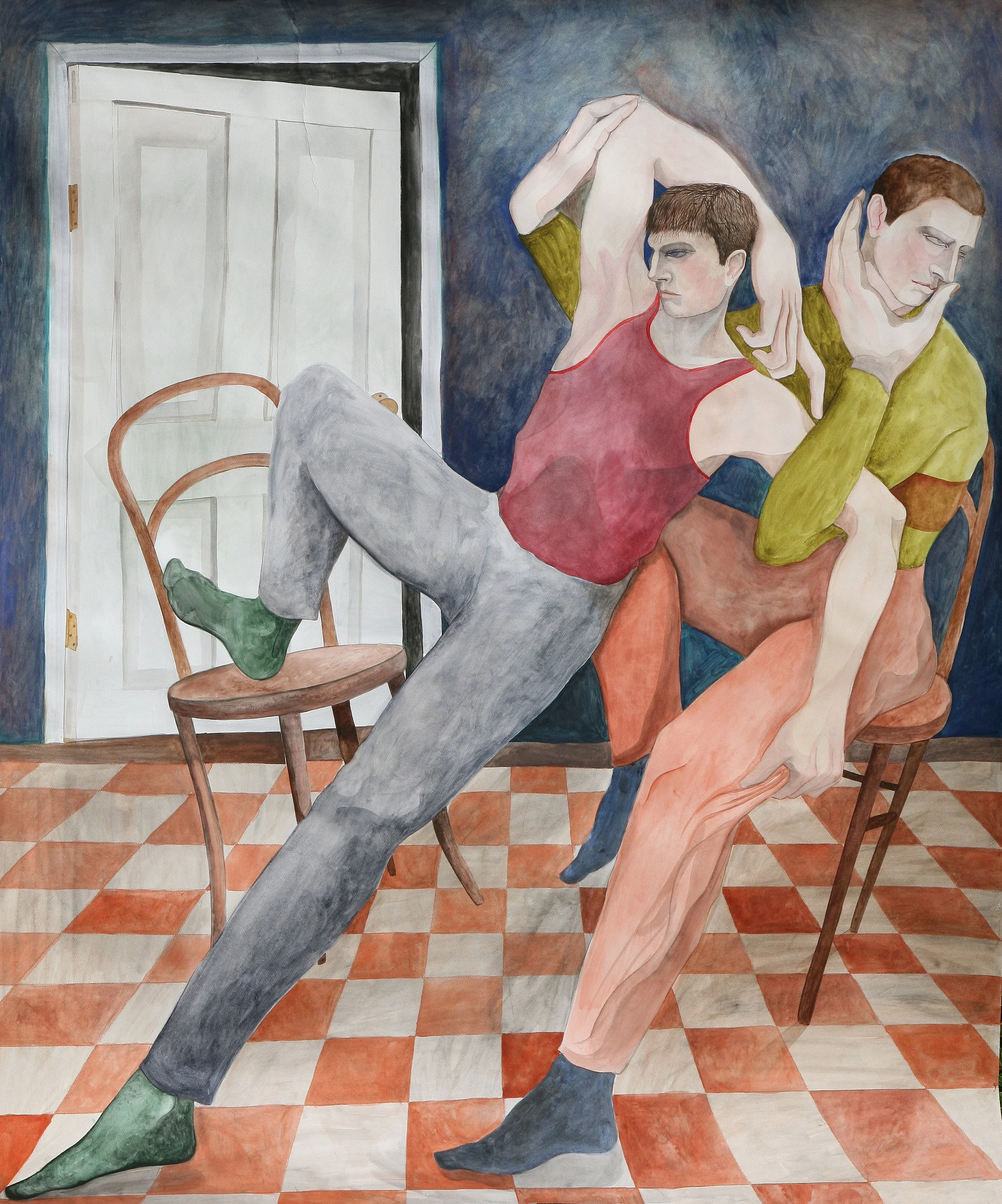William Brickel Holding back , 2019 watercolour on paper 179 x 150 cm 70.4 x 59 in