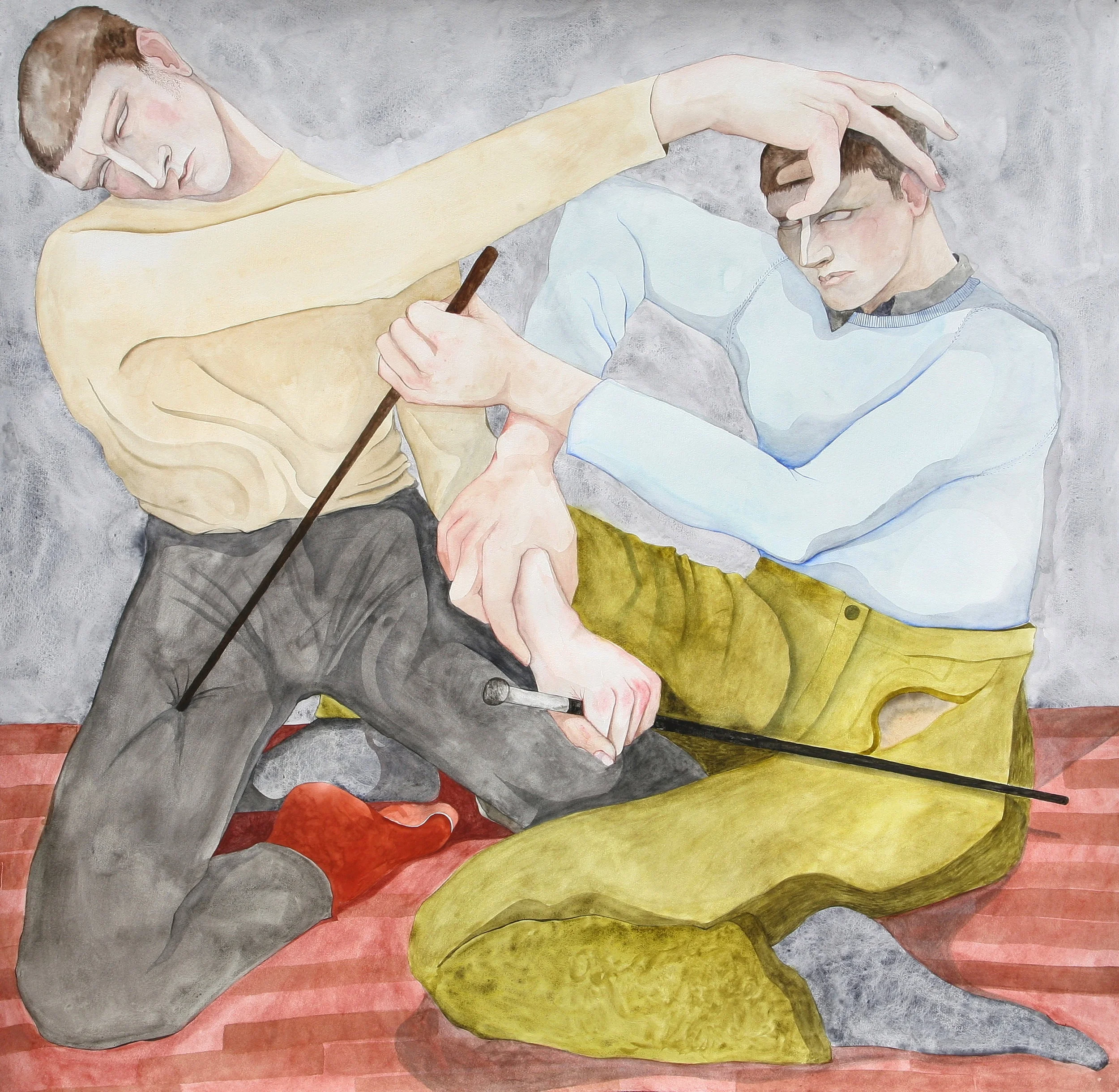 William Brickel A fight to the knees , 2019 watercolour on paper 122 x 120 cm 48 x 47.2 in