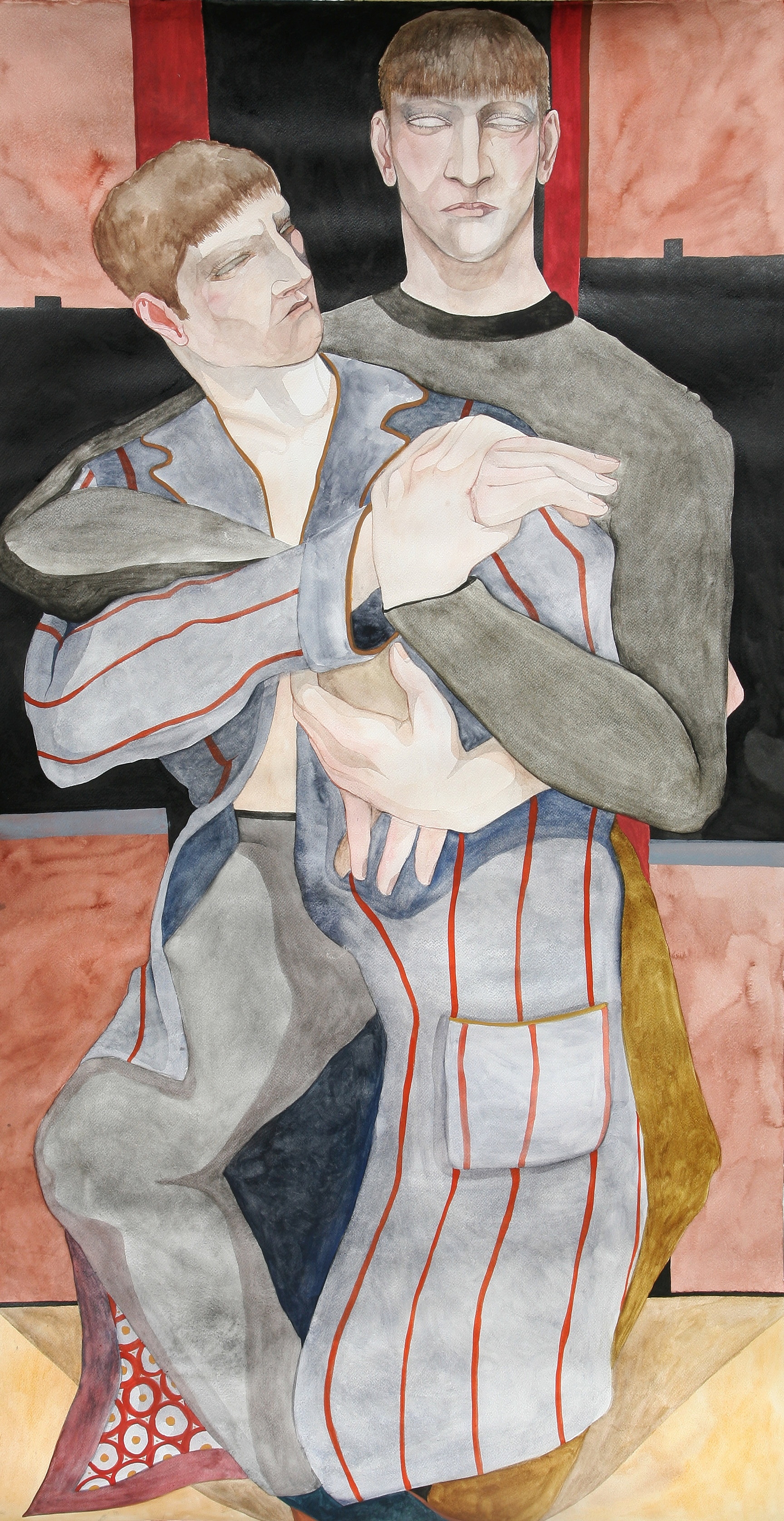 William Brickel Holding on , 2019 watercolour on paper 150 x 77 cm 59 x 30.3 in