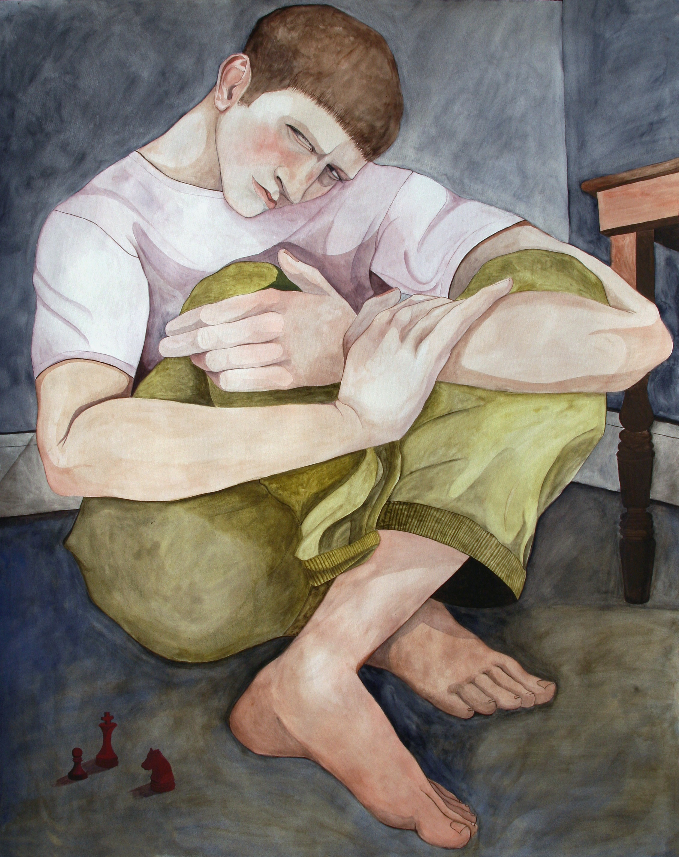 William Brickel The Chess Player , 2019 watercolour on paper 152 x 122 cm 59.8 x 48 in