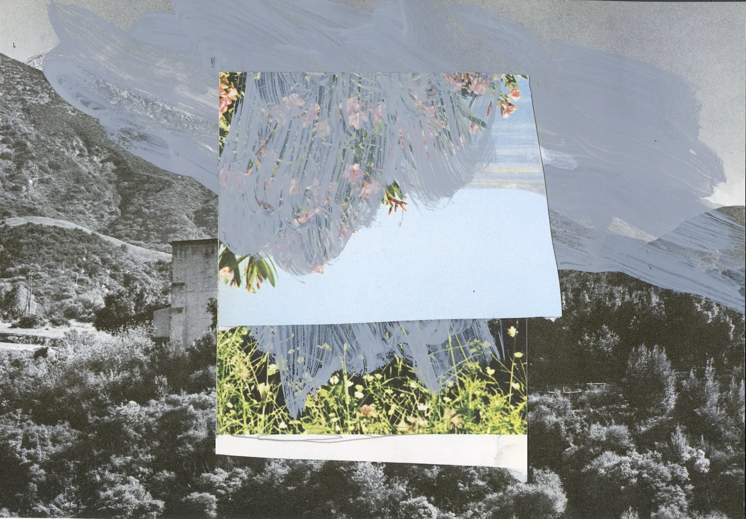 Paper collage, acrylic, graphite