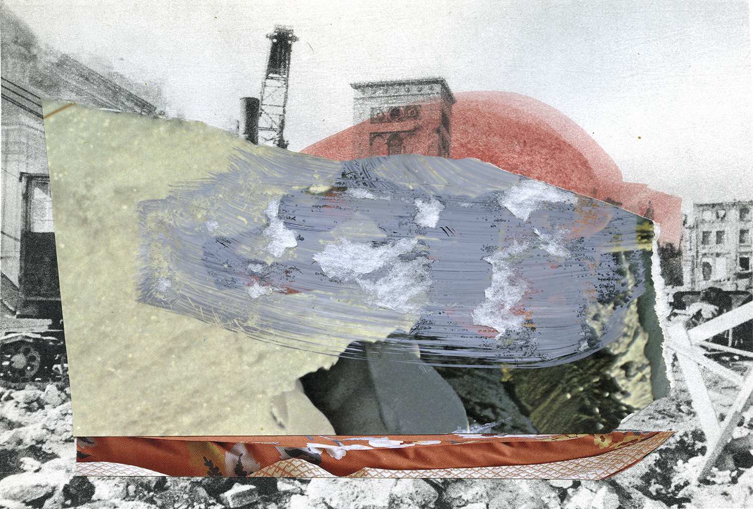 Paper collage, acrylic
