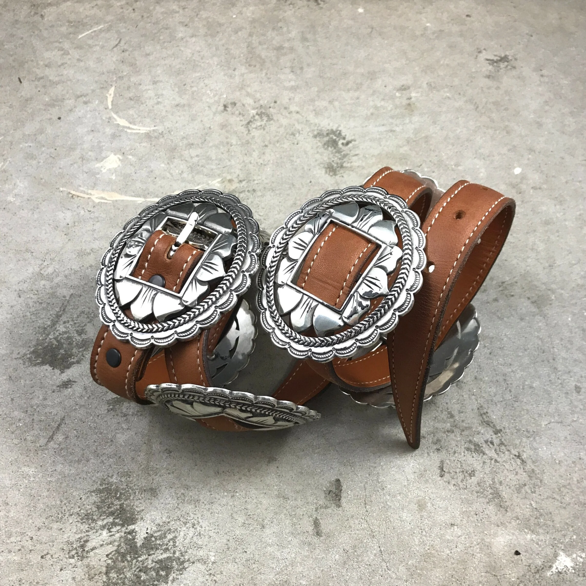 Accessories by Pearl ~ 2X-Large ~ Brown Leather W/ Silver Studded & Conchos Belt Isaac Cacao/Silver Studded Belt | Belts | Accessories main image 4