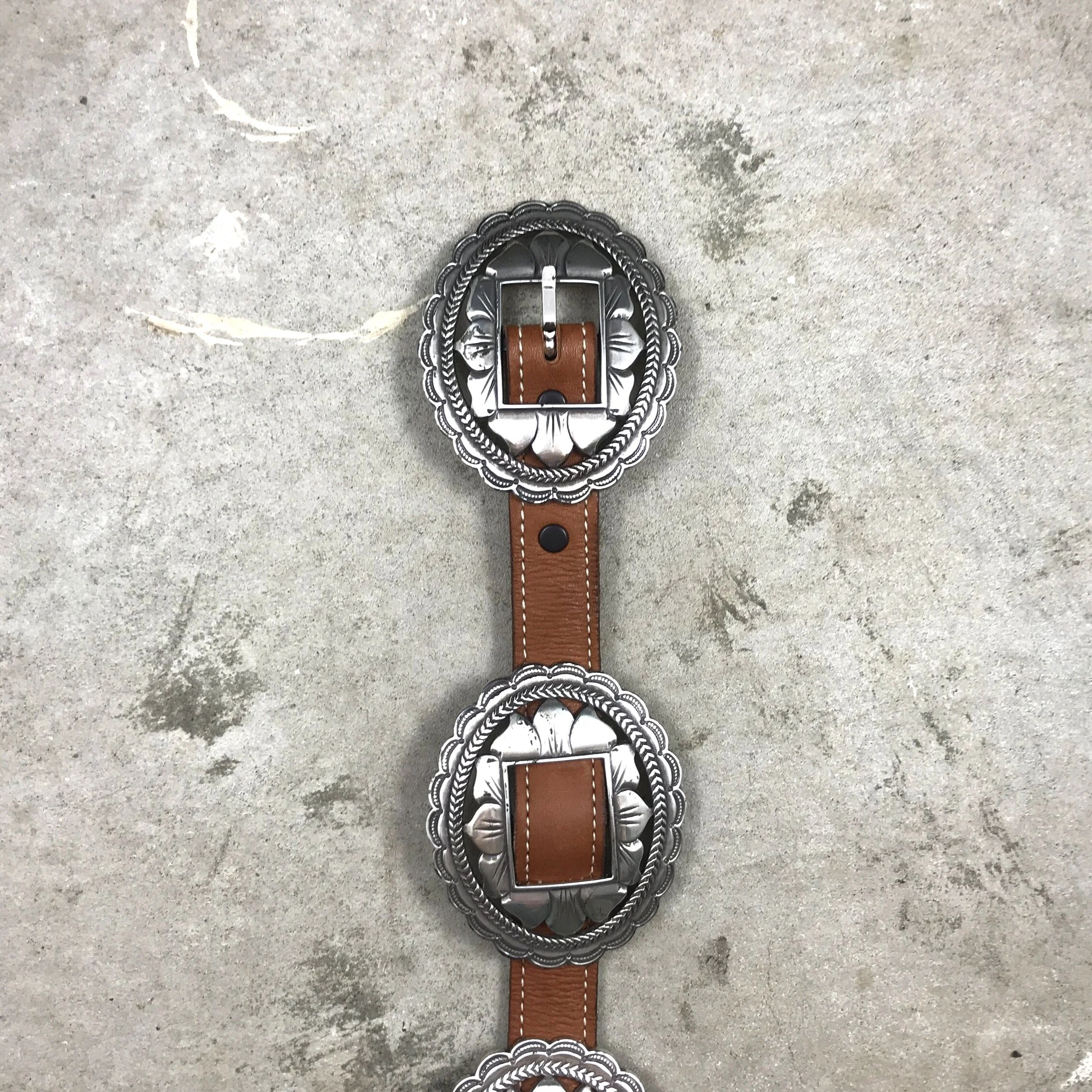 NWOT Native Buckle Leather Stones Grommet Western pewter conchos hip embellished Western Conchos | Boot Barn main image 2