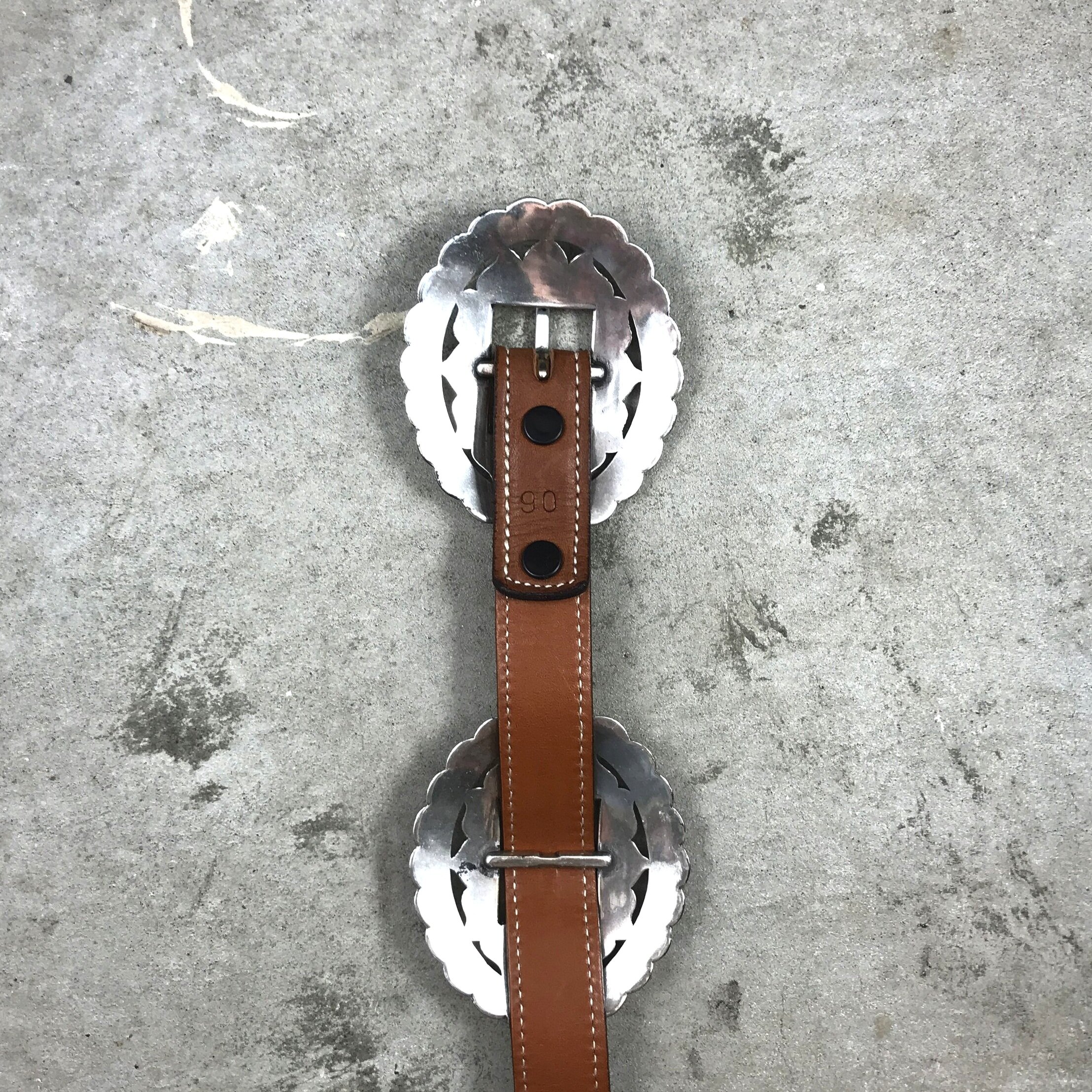 NWOT Native Buckle Leather Stones Grommet Western pewter conchos hip embellished Western Longhorn Buckle State of Texas Star Conchos Embossed  main image 3
