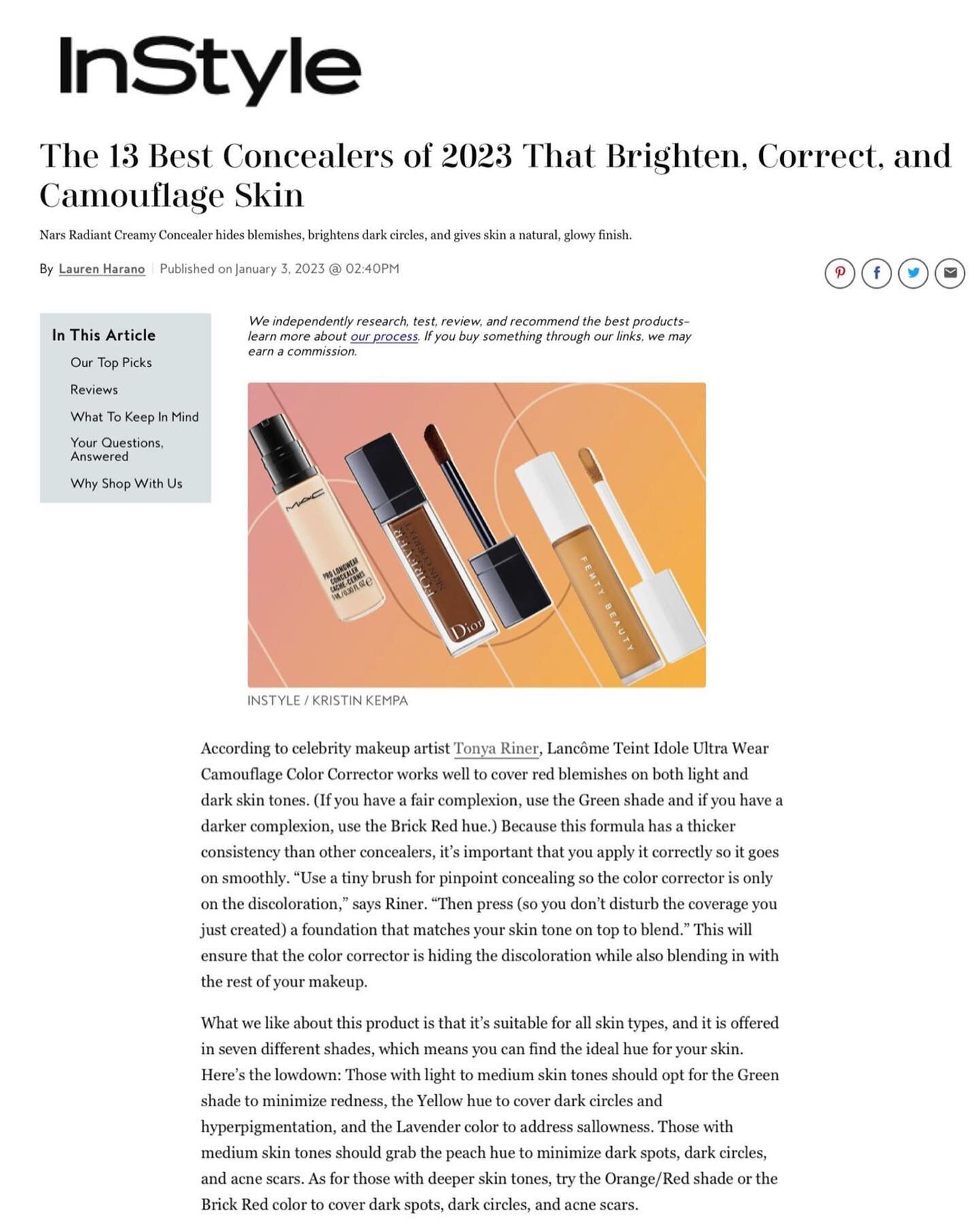 @instylemagazine reached out for my tips on concealers&hellip;application, spot correction and favorite products! Click the link in my PRESS highlight reel for the full article. Thank you, @laurenharano + @megan.hotze.editorial