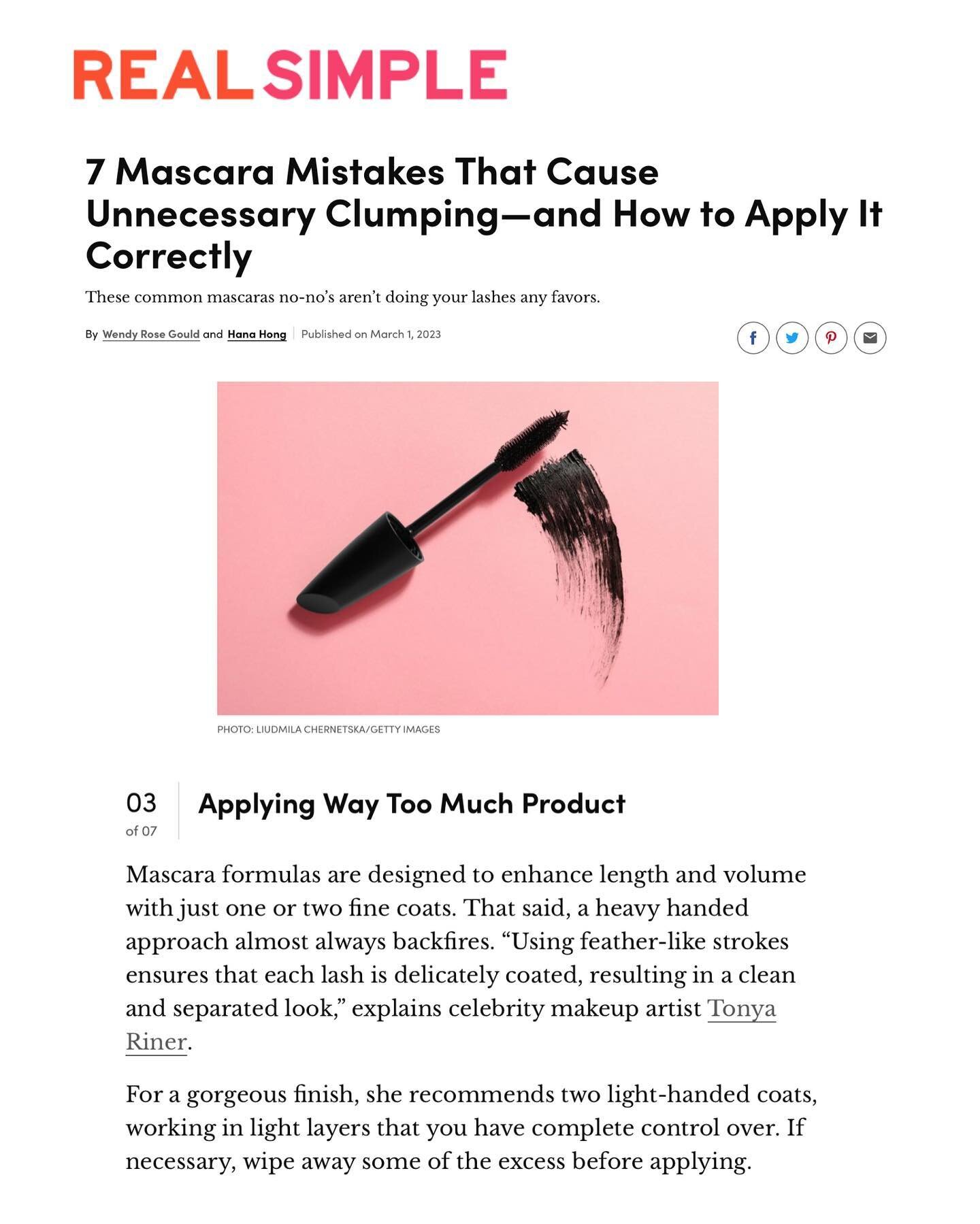 @real_simple reached out for my tips on a clump-free, effortless mascara application. Click the link in my PRESS story highlight for the full article! 
Thank you @wendyrgould @hanahong42 and @megan.hotze.editorial 💋
#realsimple #mascaratips #makeupa