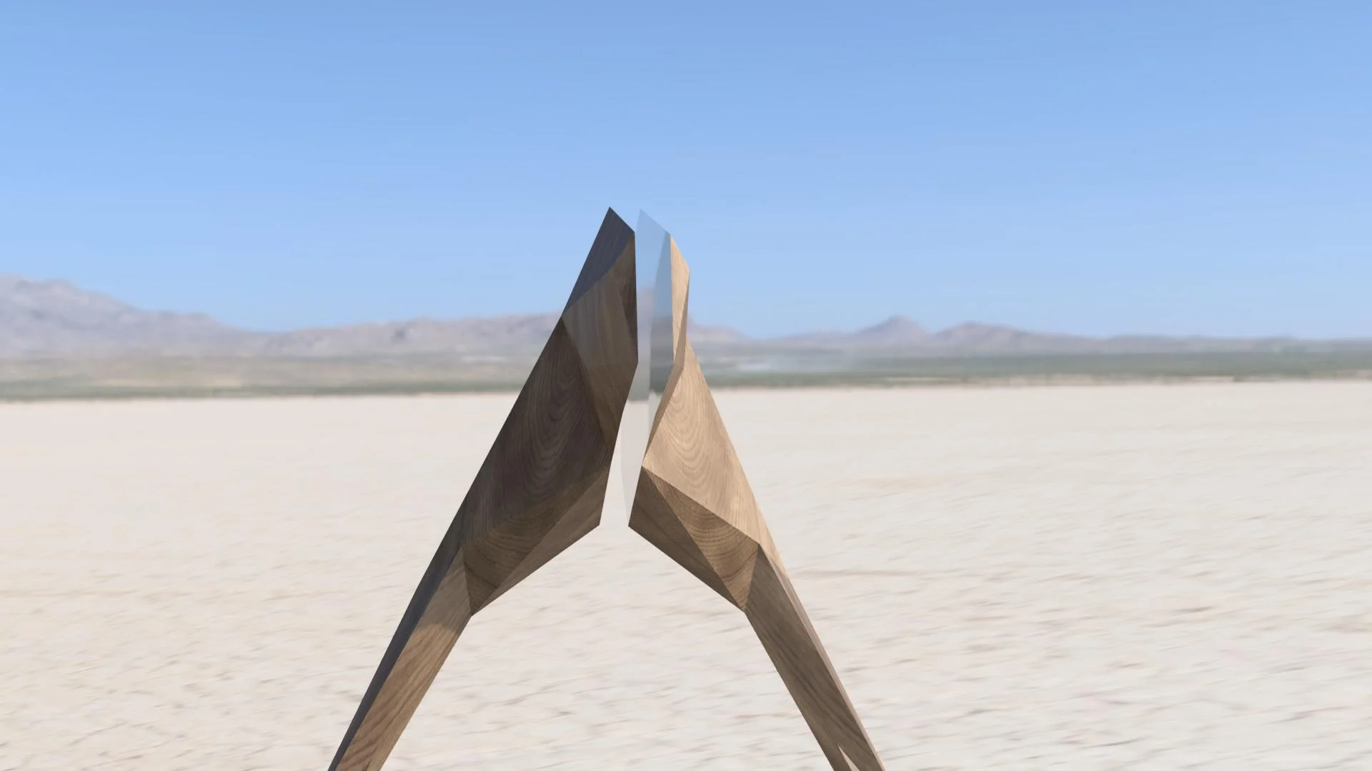 The inside flat faces would be faced with mirror-polished stainless steel to reflect the sky and surroundings.