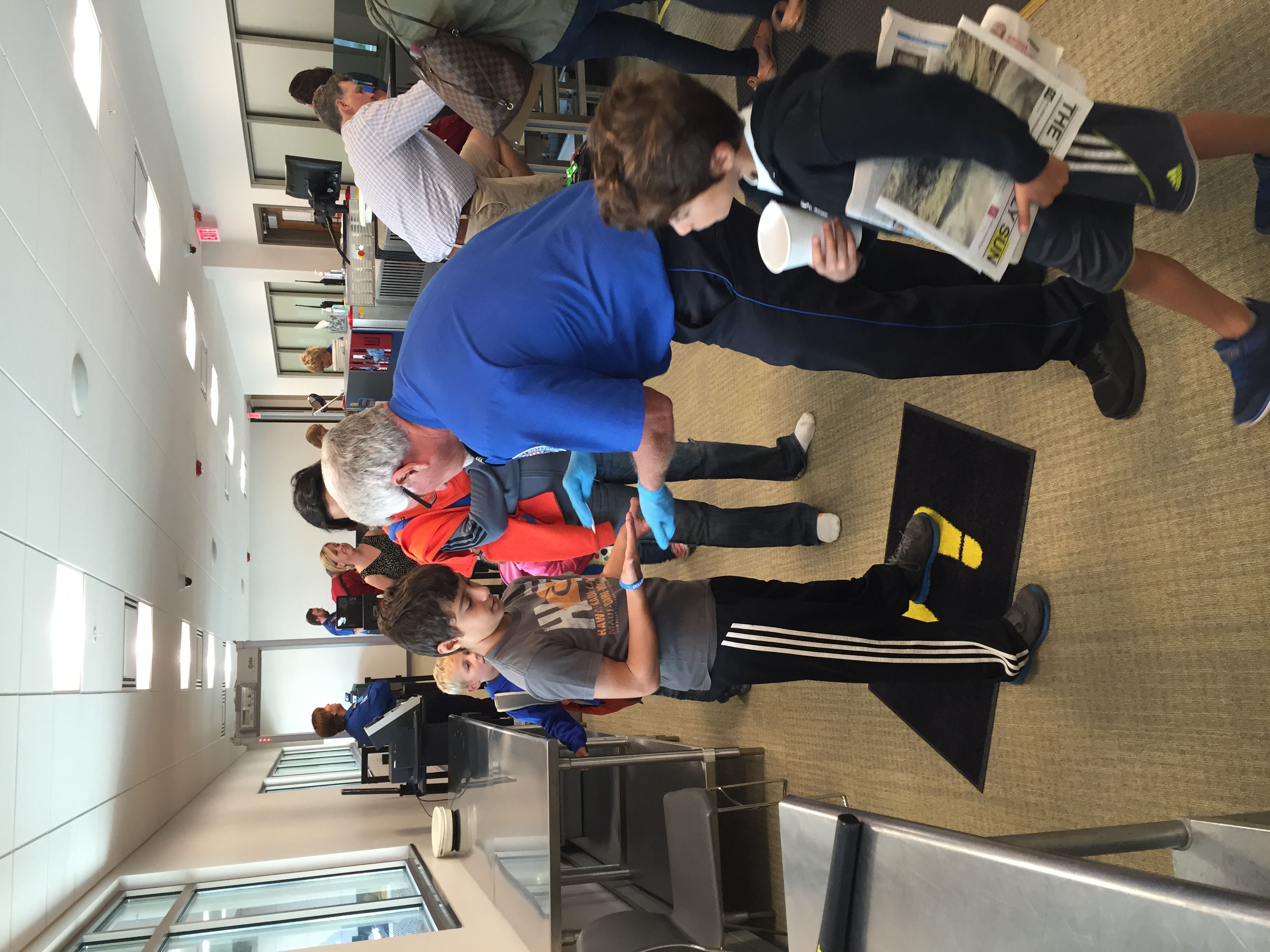 Another day at the airport. TSA wipe-down is required due to my prosthetic leg