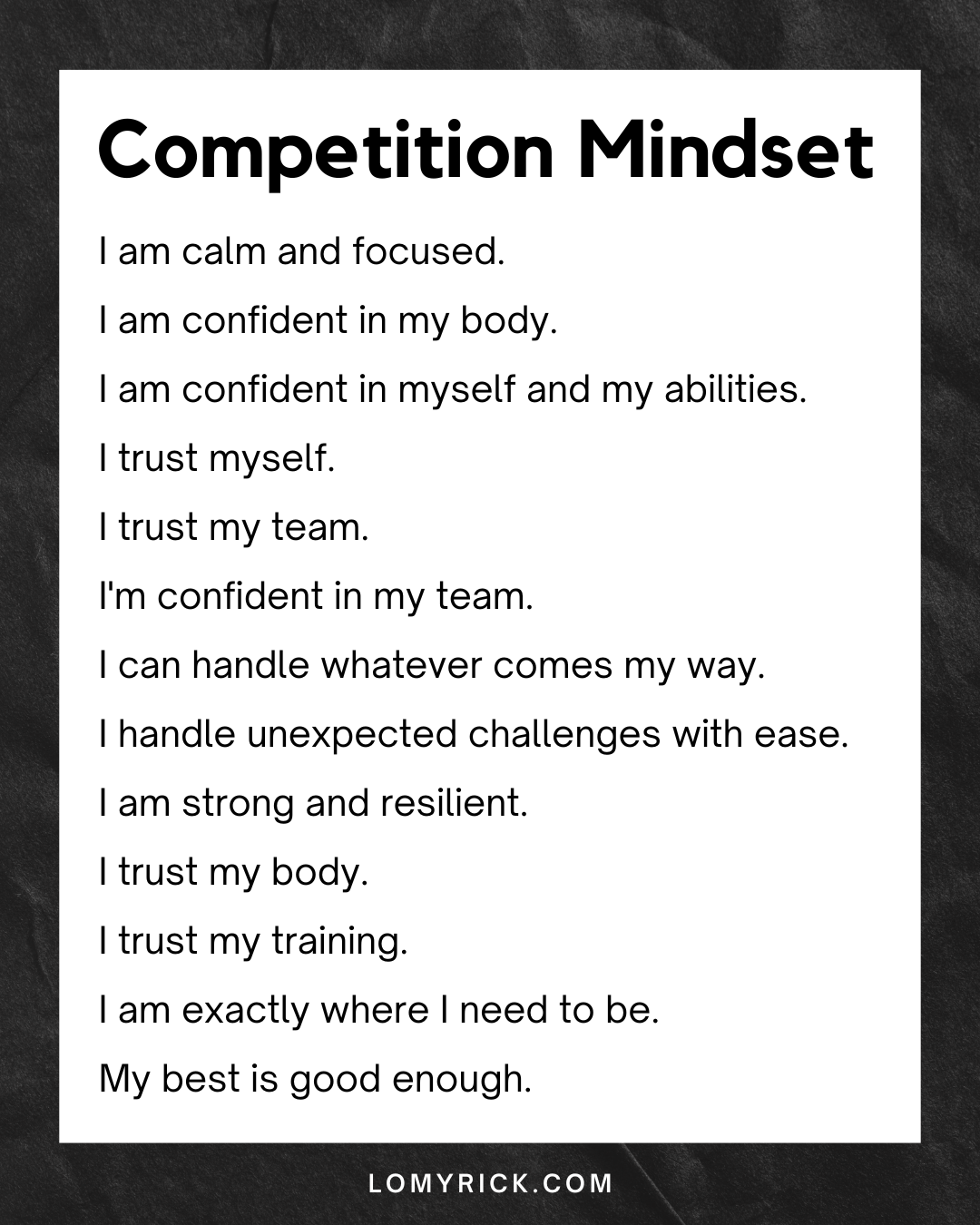 Dominate on Game Day: Competition Day Mantras & Mental Prep Guide