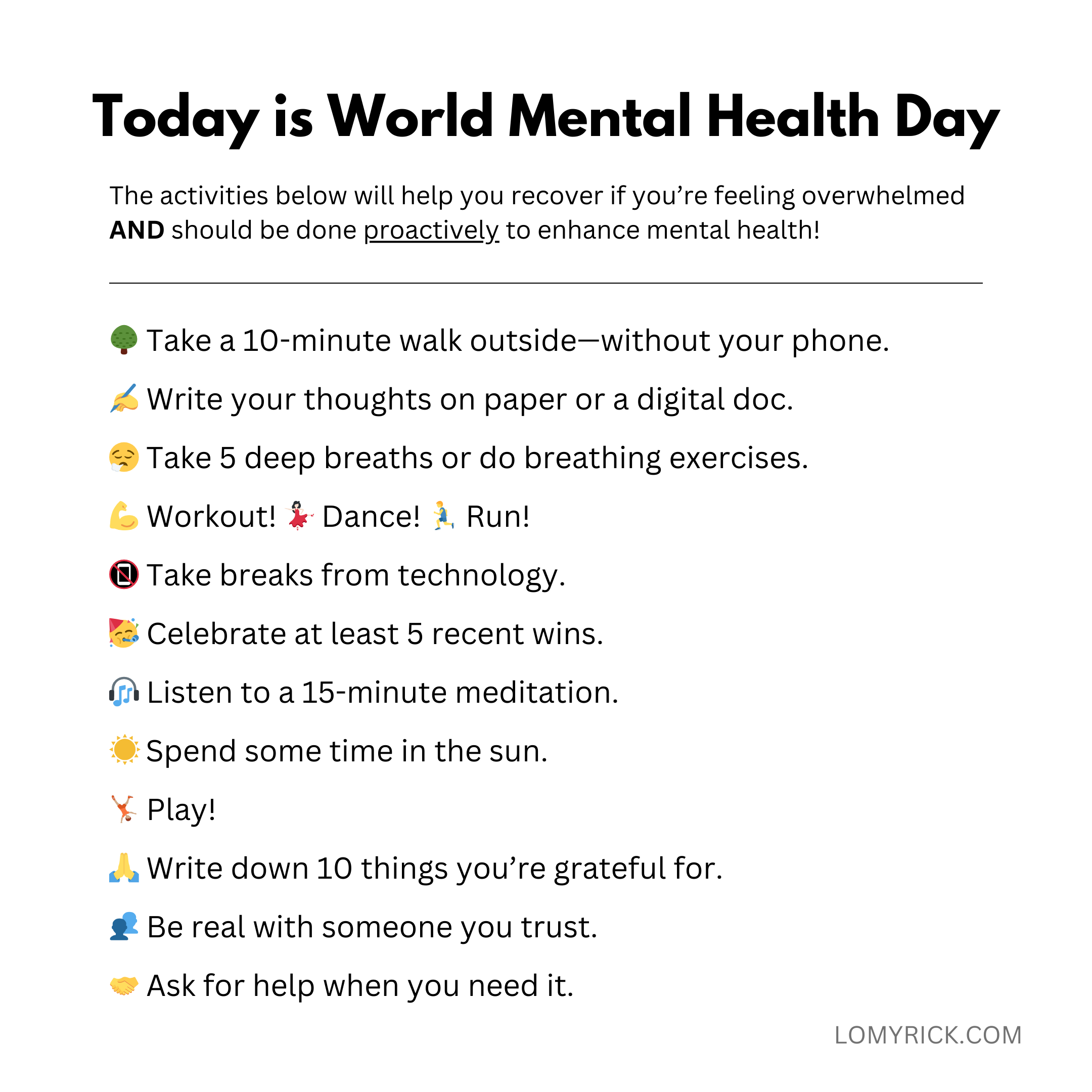 12 Simple Ways to Improve Mental Health and Wellness on World Mental Health Day