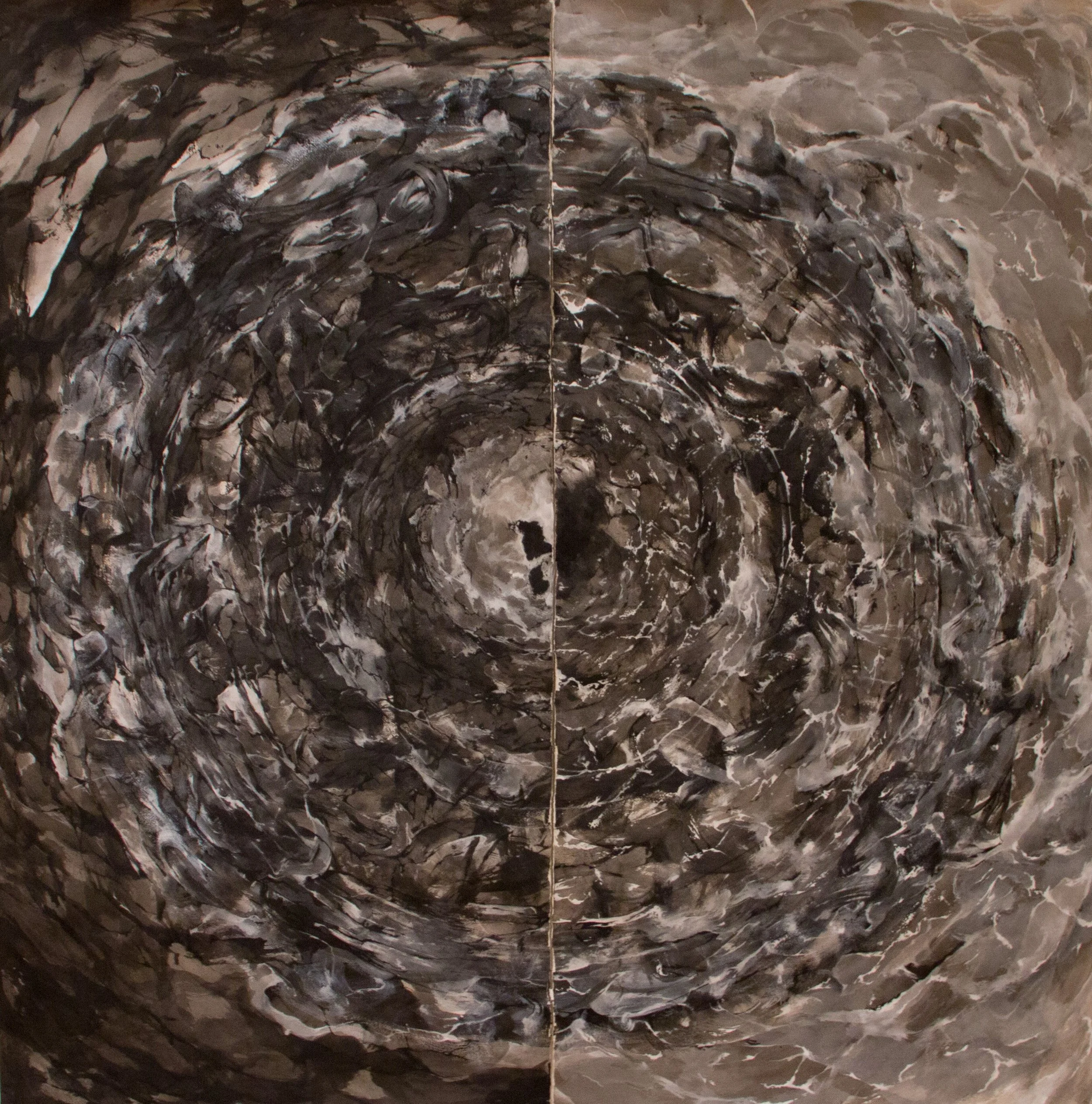 Same Soul, 2015, ink acrylic and charcoal on watercolor paper, 53 x 53 inches
