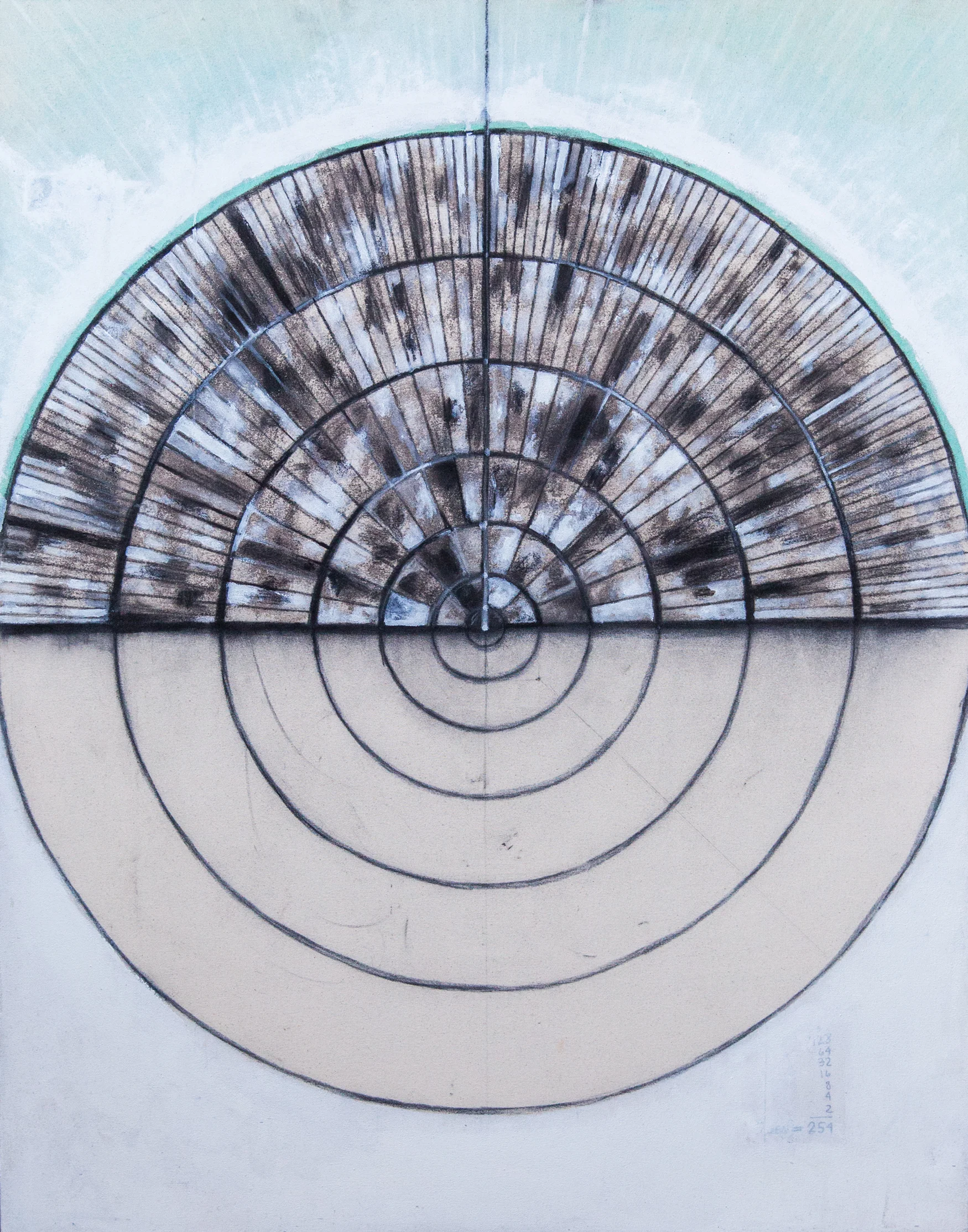 Last Generation, 2016, ink acrylic charcoal and gesso on canvas, 36 x 28 inches