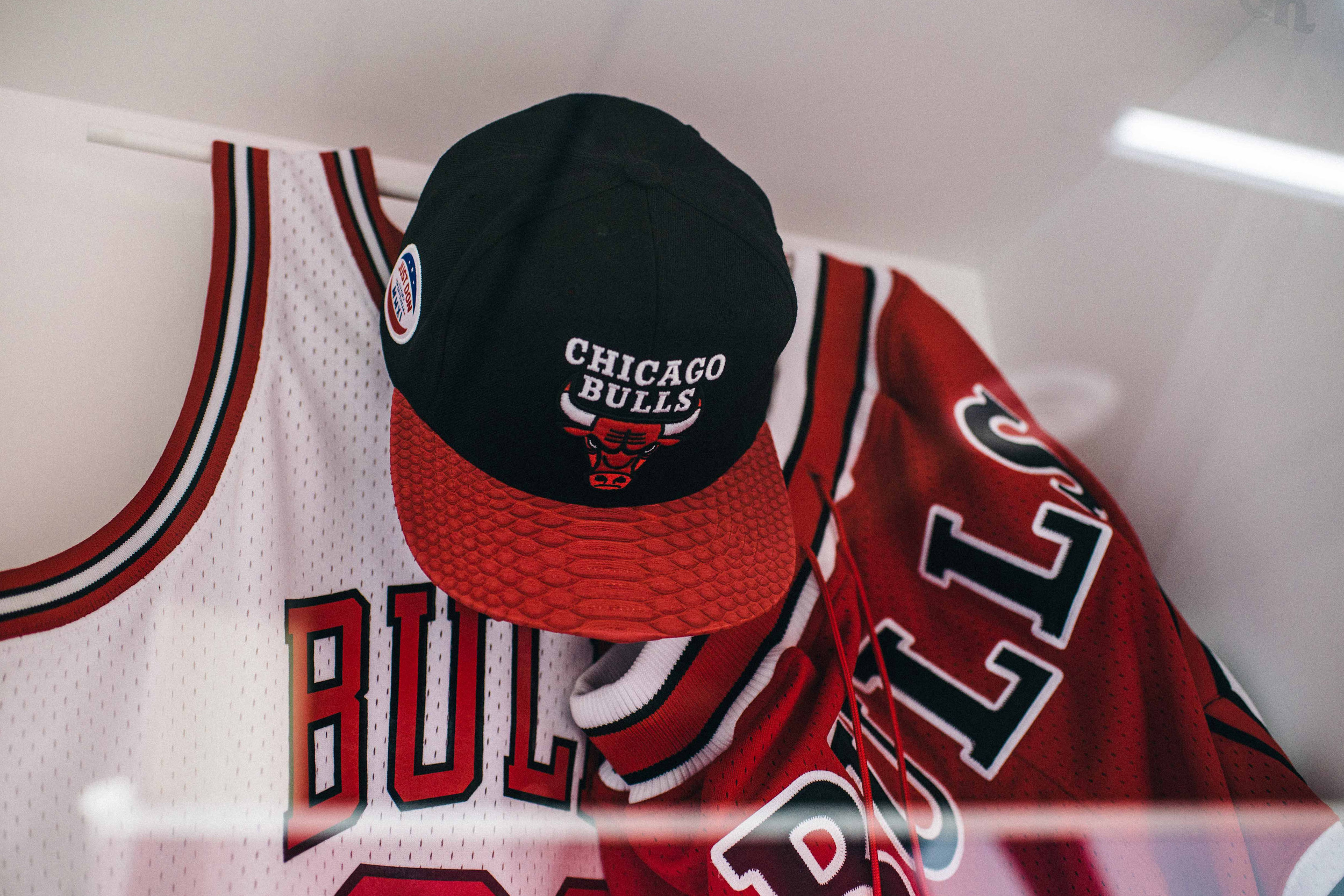  Chicago Bulls memorabilia at the Just Don® Pop-Up in Downtown Los Angeles. / Photo: © Diane Abapo, SUSPEND Magazine. 