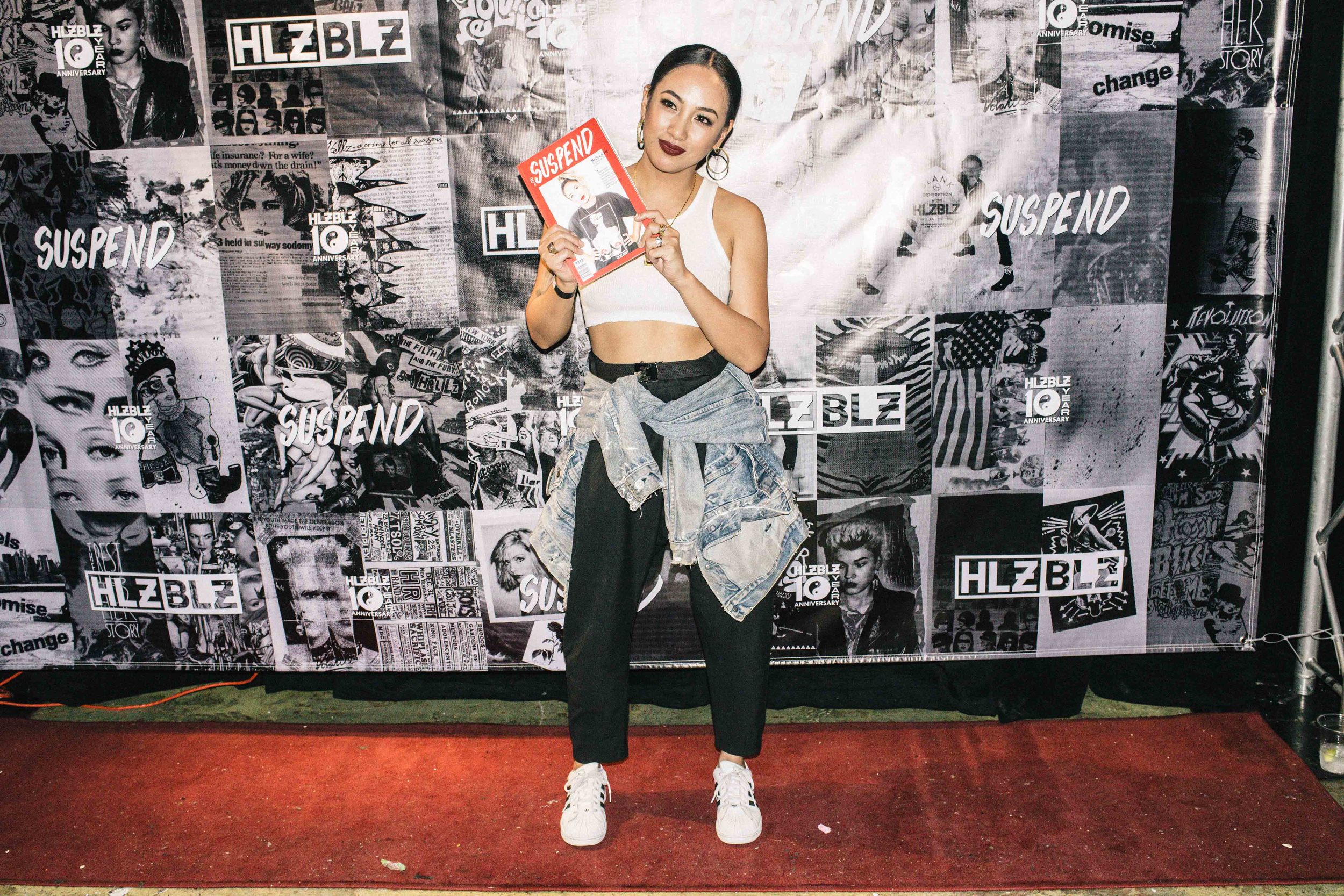  Miss Lawn holding her magazine cover at the ISSUE 06 Release Party x 10YR HLZBLZ Anniversary (Feb 11) at Globe Theater. / Photo: © Jonathan Tate for SUSPEND Magazine. 