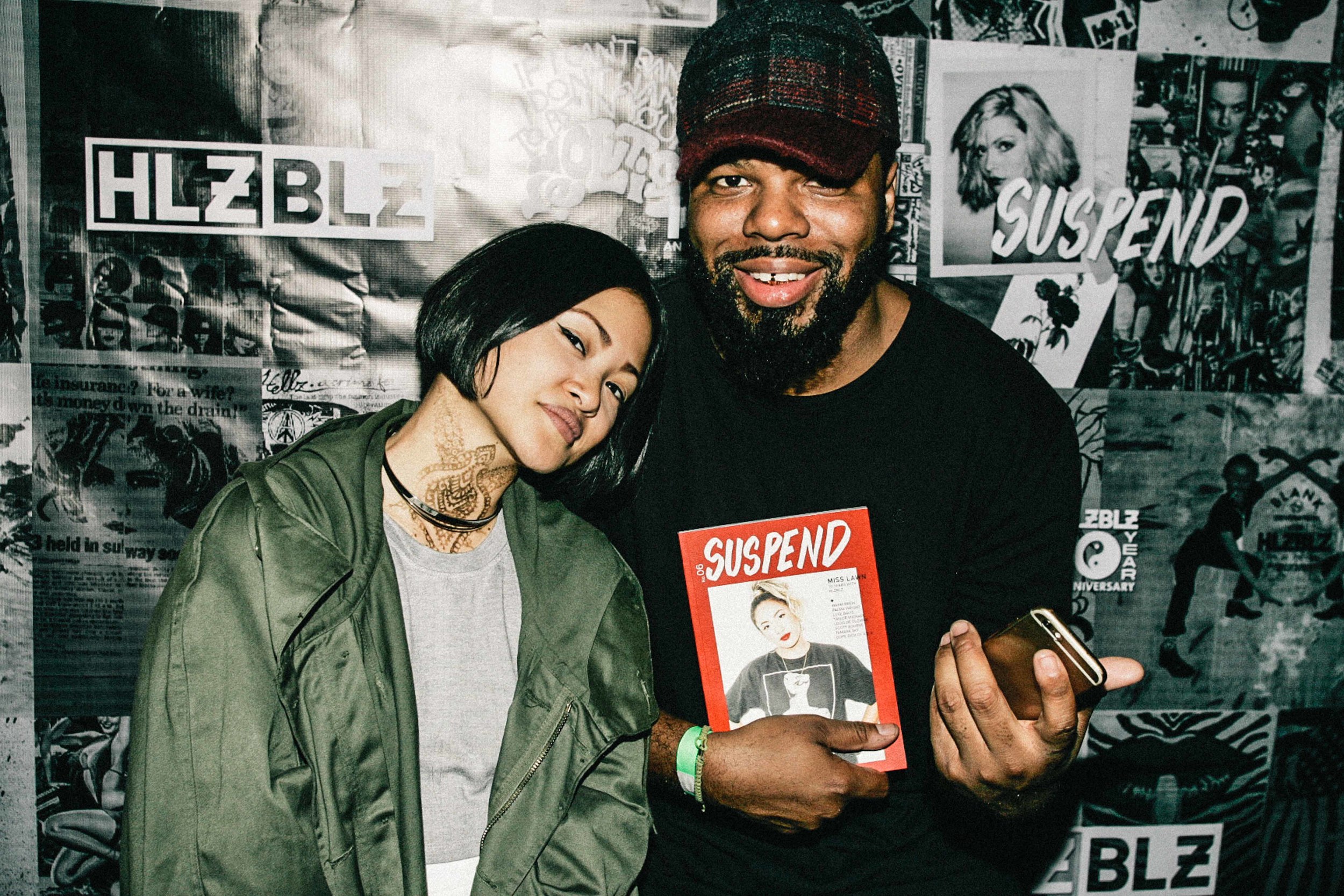  King Marie with Andre Power at the ISSUE 06 Release Party x 10YR HLZBLZ Anniversary (Feb 11) at Globe Theater. / Photo: © Jonathan Tate for SUSPEND Magazine. 