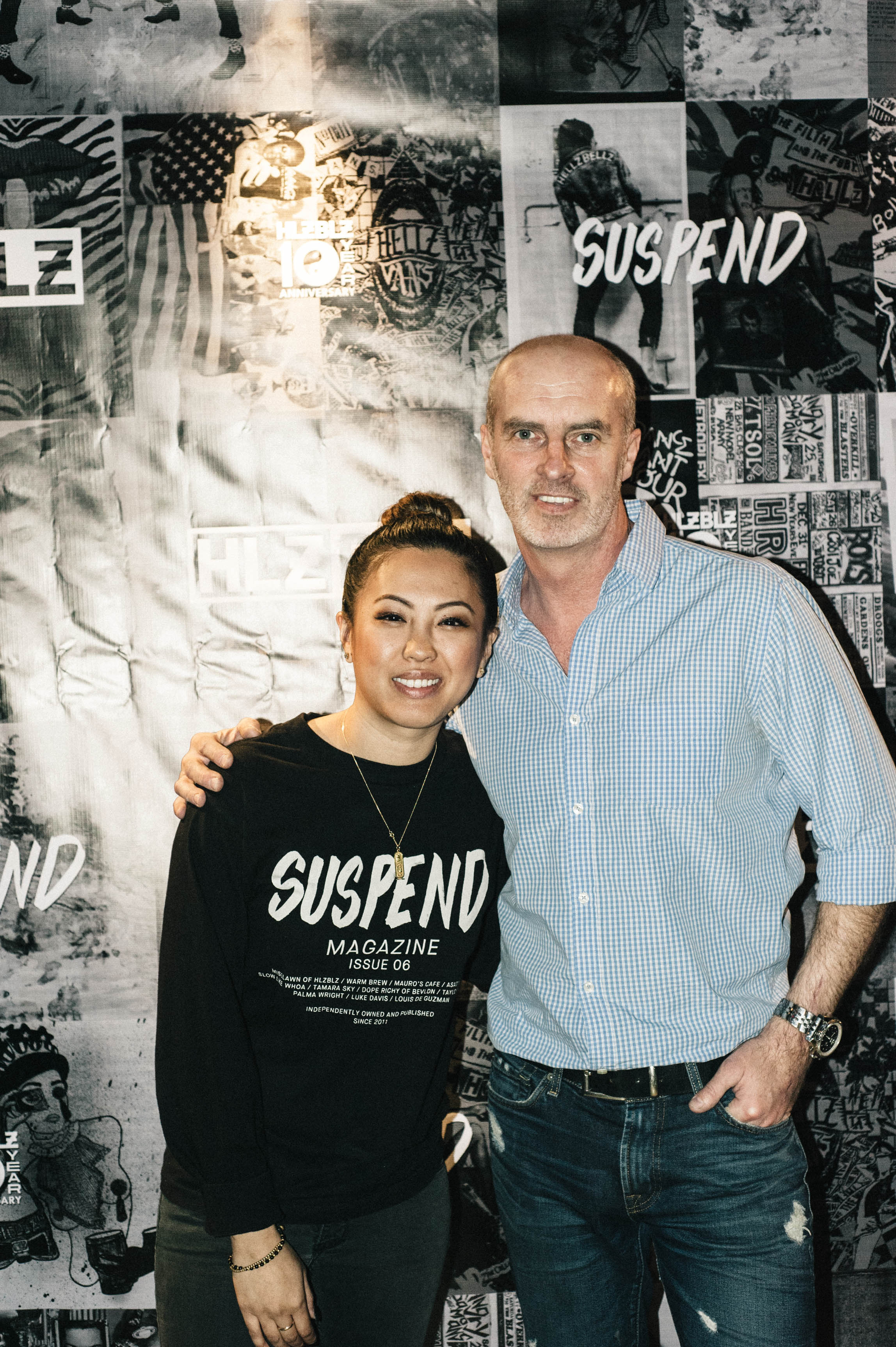  Erik Chol of Globe Theater and EIC Diane Abapo at the ISSUE 06 Launch x HLZBLZ 10Year Anniversary (Feb 11) at Globe Theater. / Photo: © Jordan Abapo for SUSPEND Magazine 