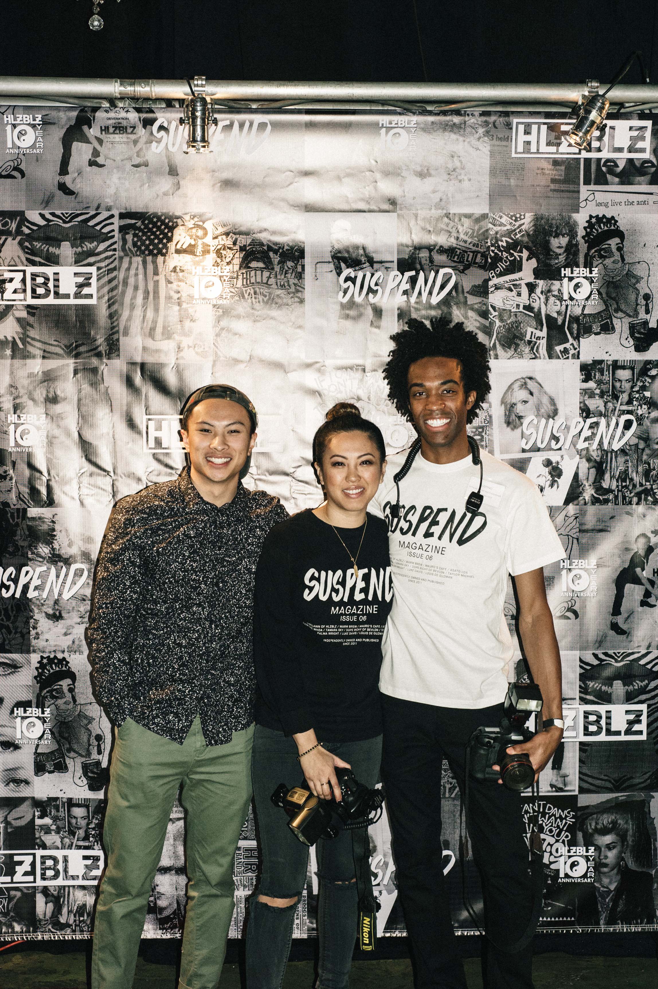  Jordan Abapo, &nbsp;EIC Diane Abapo and Jonathan Tate at the ISSUE 06 Launch x HLZBLZ 10Year Anniversary (Feb 11) at Globe Theater. / Photo: © Jordan Abapo for SUSPEND Magazine 