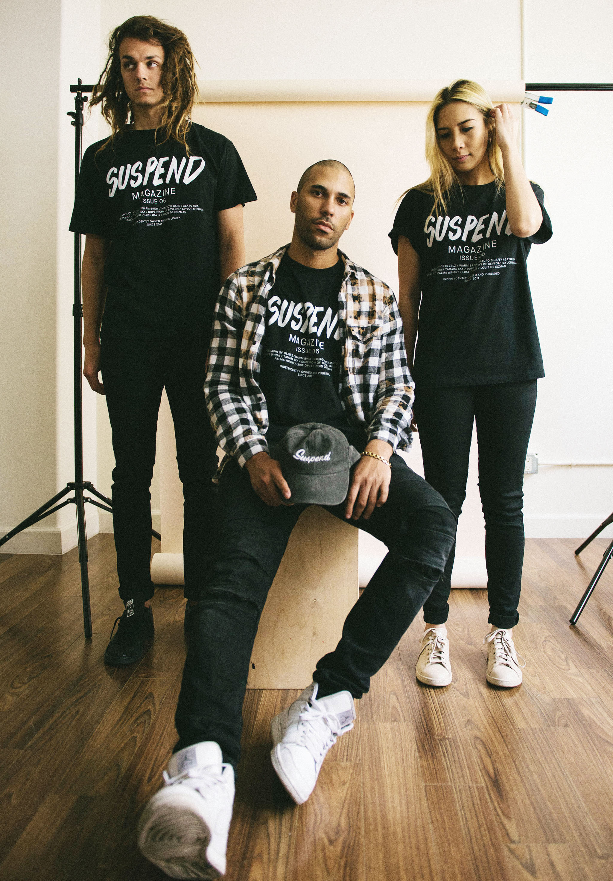  J-Mac, David, and Gilene photographed by EIC Diane Abapo for SUSPEND® Magazine. 