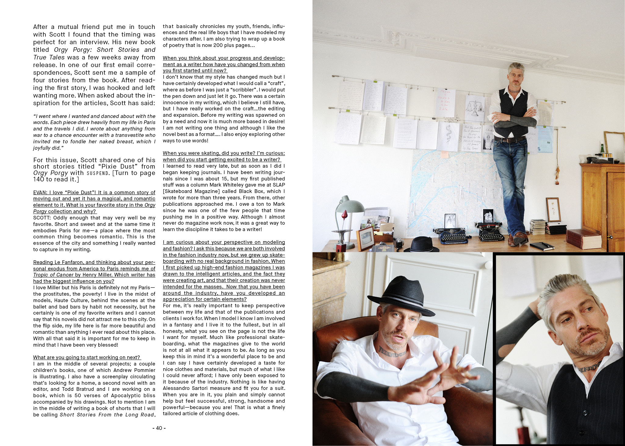  "Scott Bourne: Path of Exile" interviewed by Evan Goodfellow and photographed by Elise Toide in ISSUE 06 of SUSPEND Magazine. 