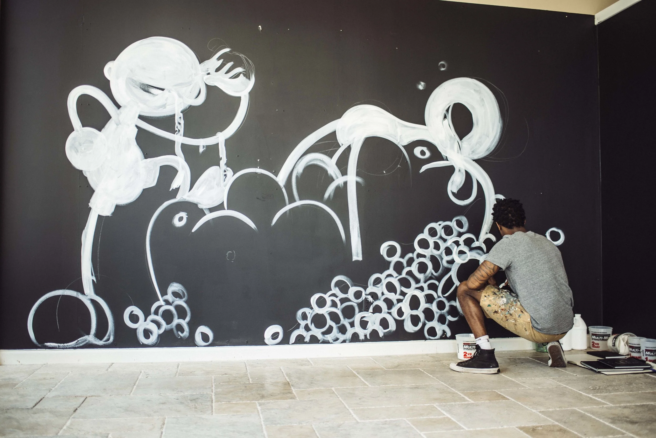 Reebok Classics event in Downtown Los Angeles with live art installation by Blue The Great. / Photo: © Diane Abapo for SUSPEND Magazine.