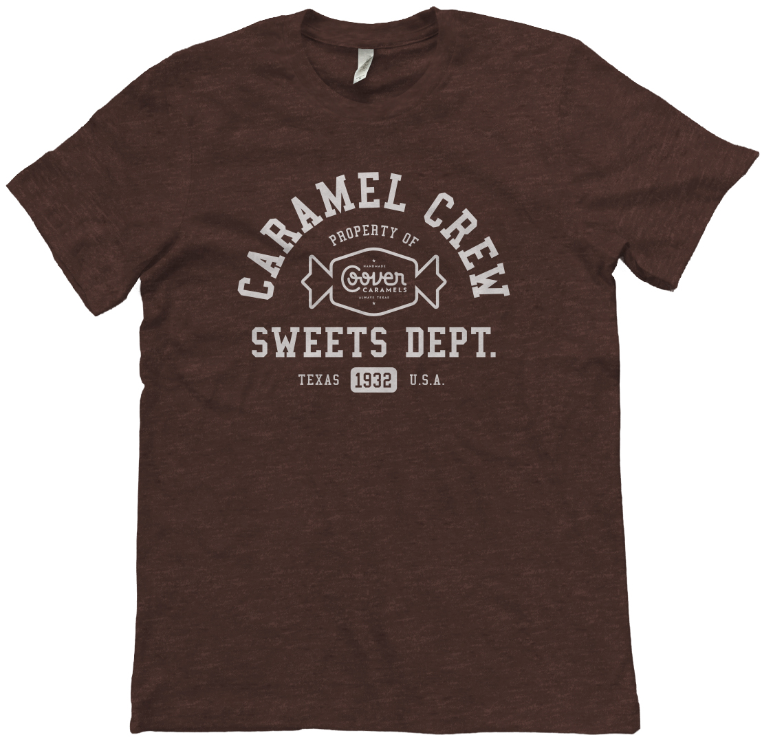 Caramel Crew TShirt, Brown SOLD OUT Coover Caramels