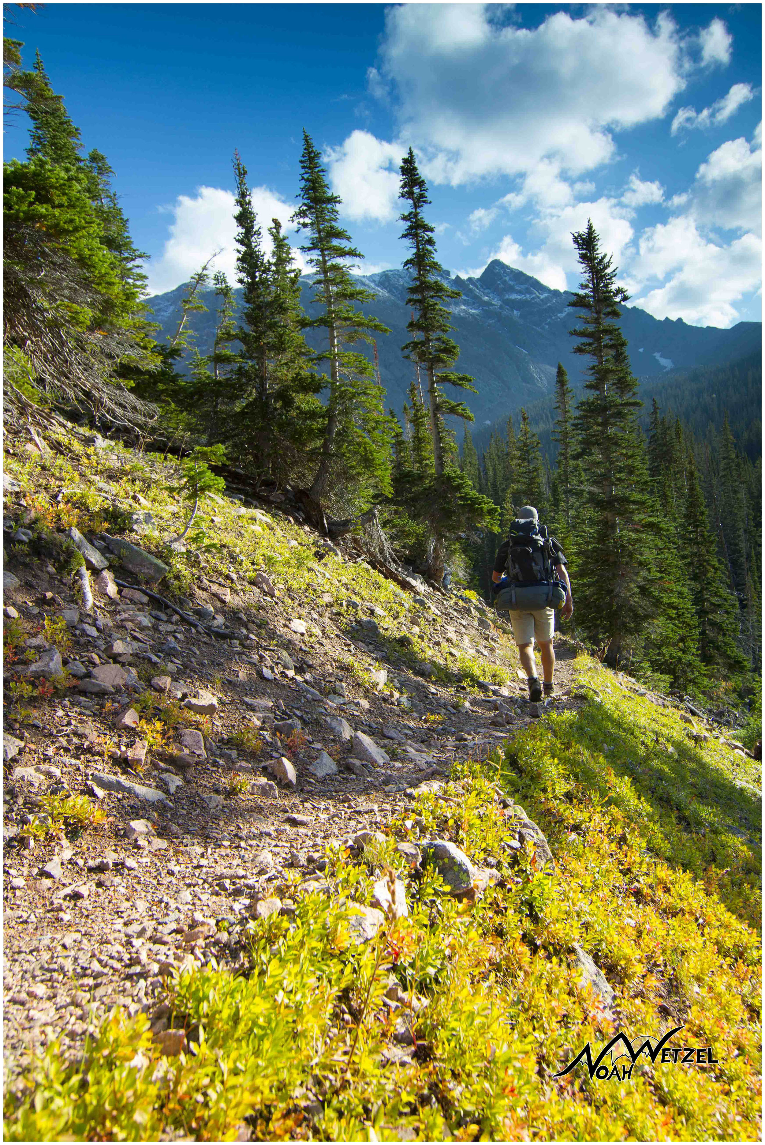 Ben approaching Upper Cataract Lake. Eagles Nest Wilderness