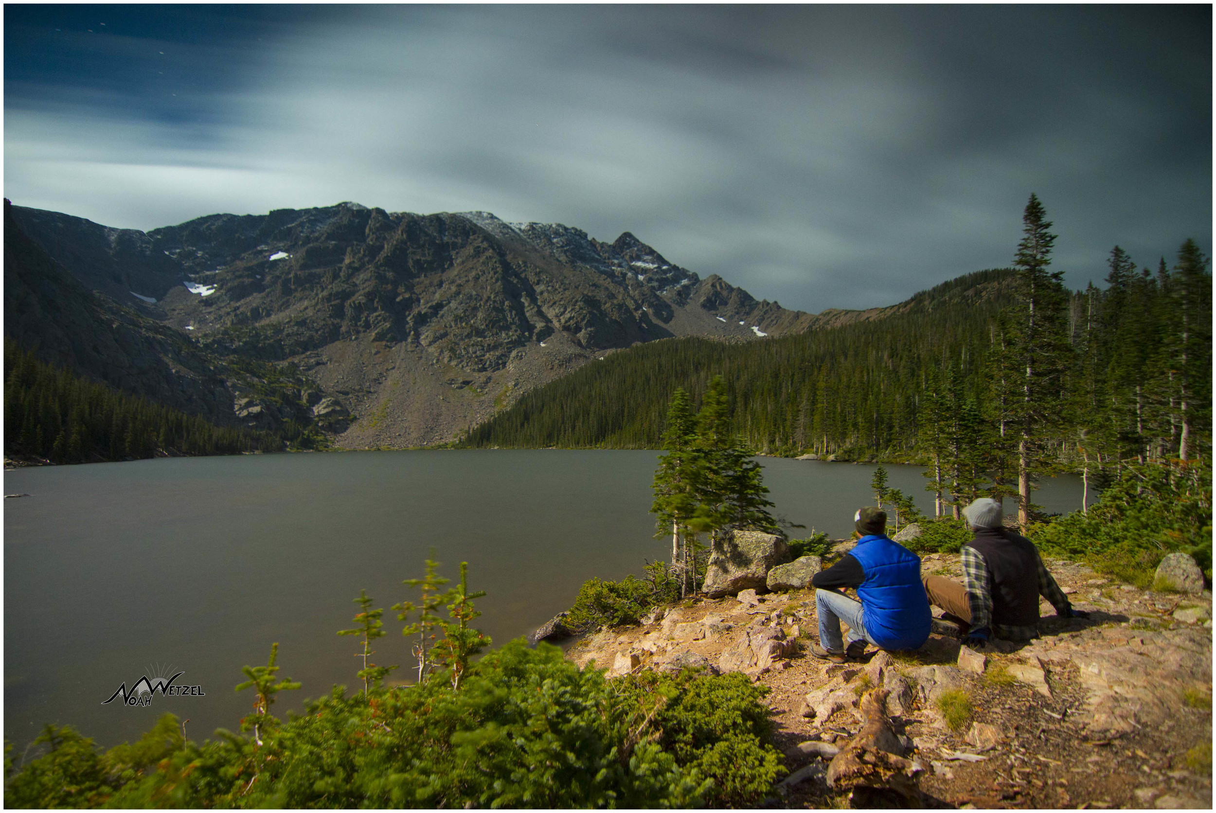 Ben and I overlooking Upper Cataract Lake underneath our massive Super Moon nightlight.