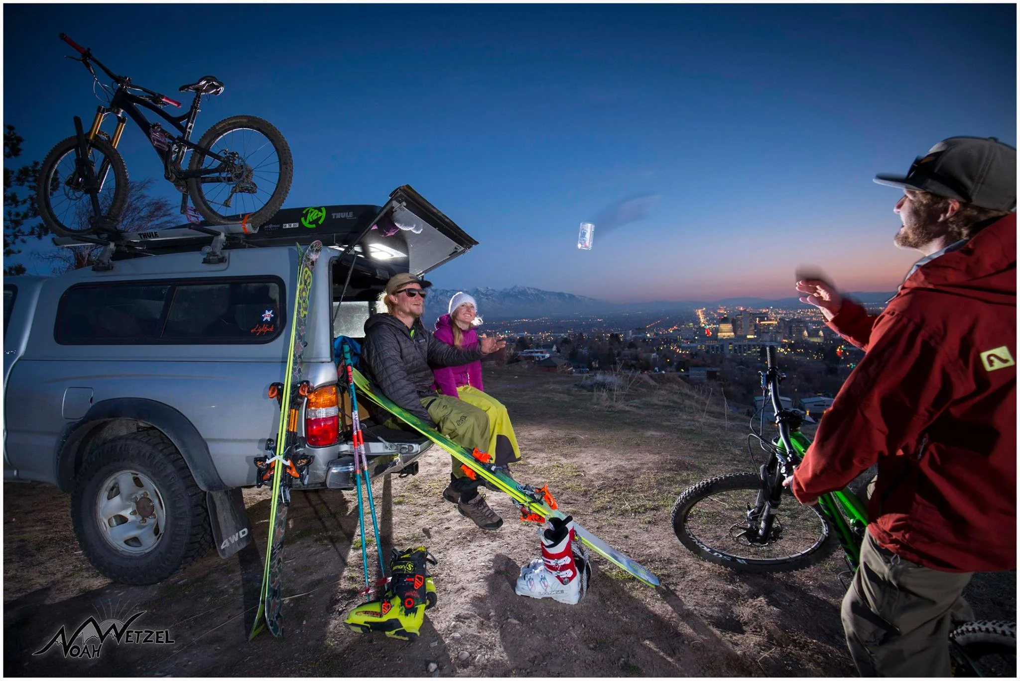 PORTFOLIO IMAGE 9 of 9 Off The Mountain Category. Willie Nelson, Lucy Sackbauer, and Chris Brule enjoying Apres Ski/Bike above the capital in Salt Lake City, Utah! 