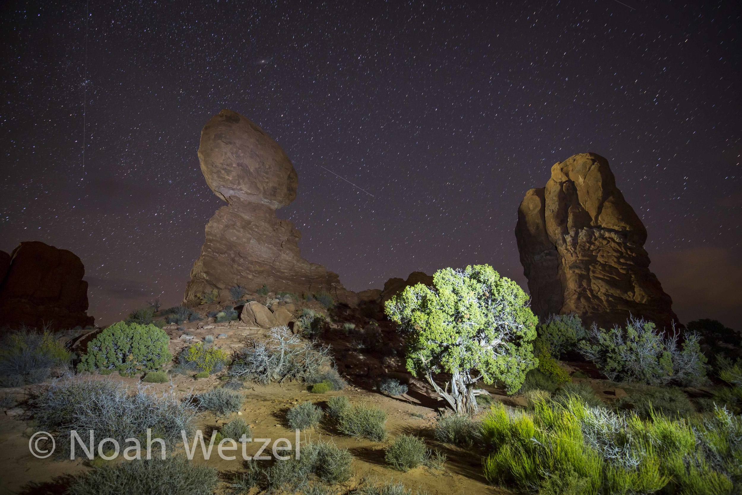 Balanced Rock Light Painting. Arches National Park, Moab, Utah.
