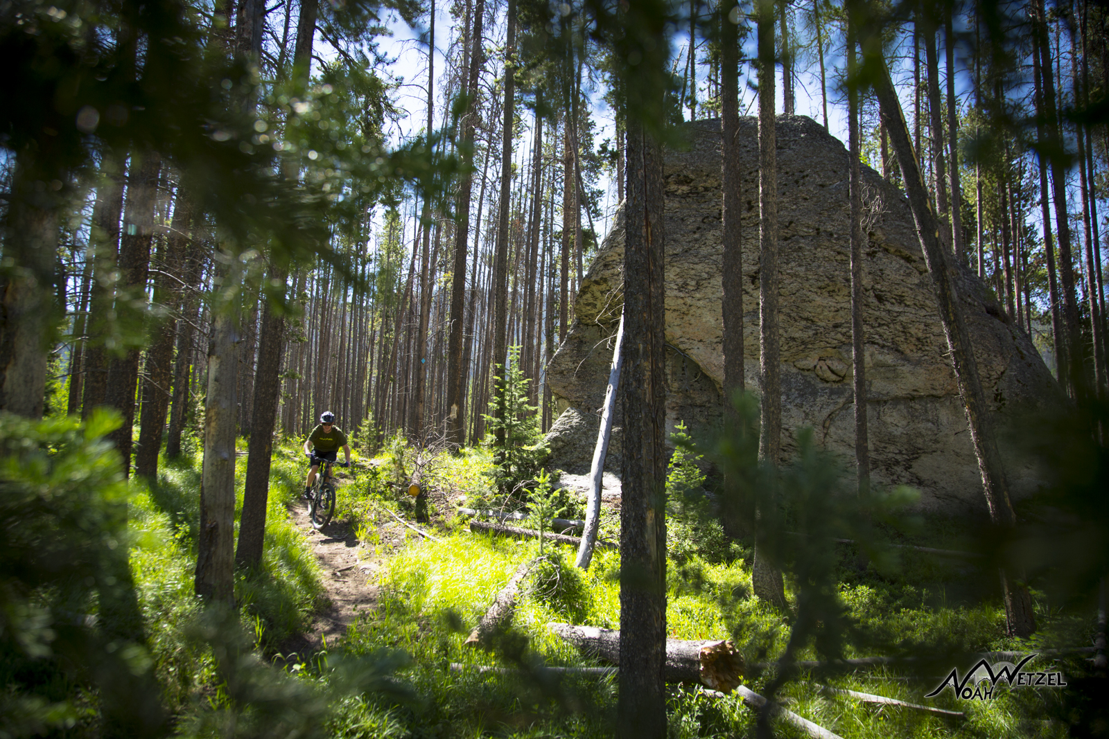 South Fork Trail: Beau Schecter riding past Acorn Rock on the South Fork Trail (Trail 1100) in North Routt County. 