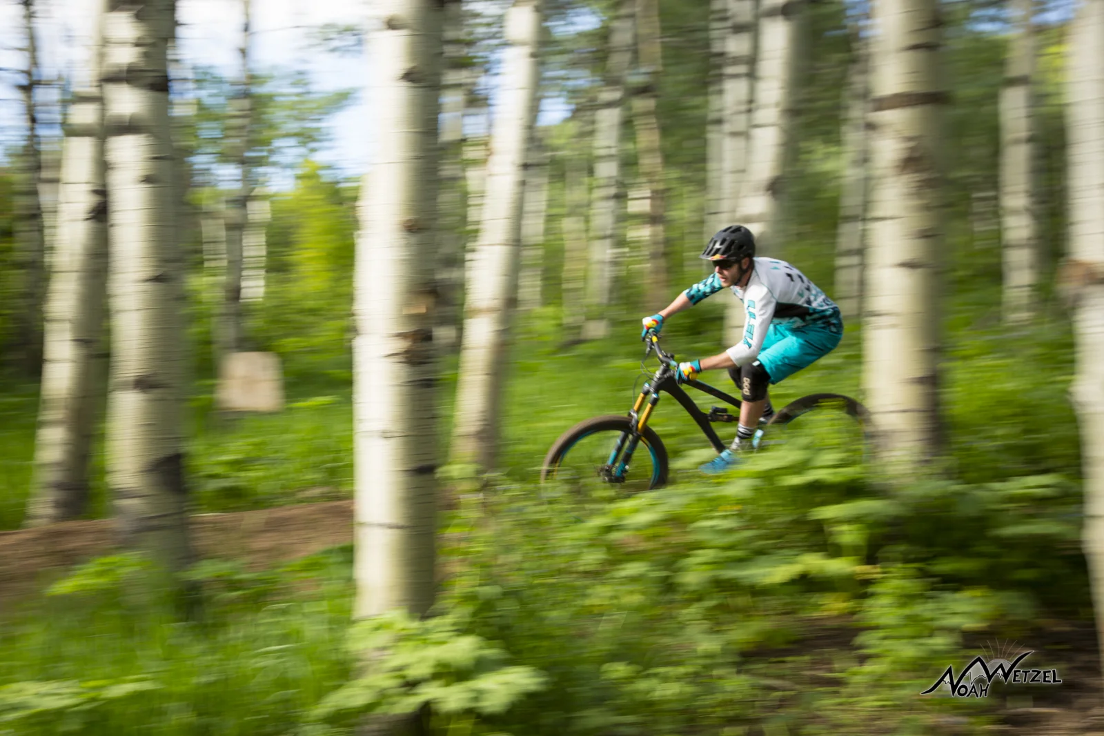 Justin Reiter cruising through the Aspens on NPR on Emerald Mtn.