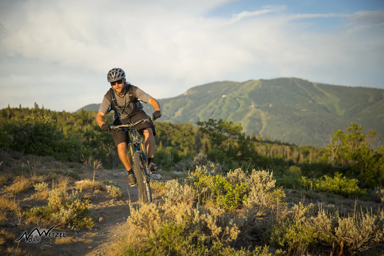 Jared Terrio riding on the Beall Trail. Emerald Mountain. Steamboat Springs, Colorado.