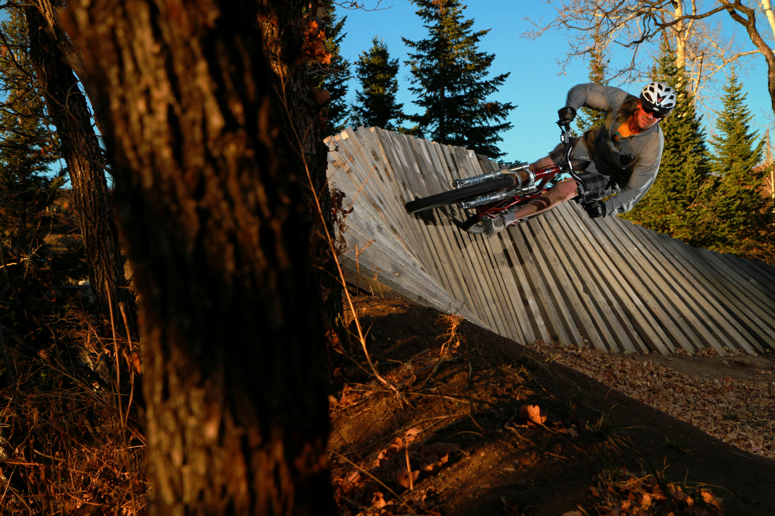 Aryeh Copa railing the wall ride on Buckin Bron at Steamboat Resort. Steamboat Springs, Colorado.