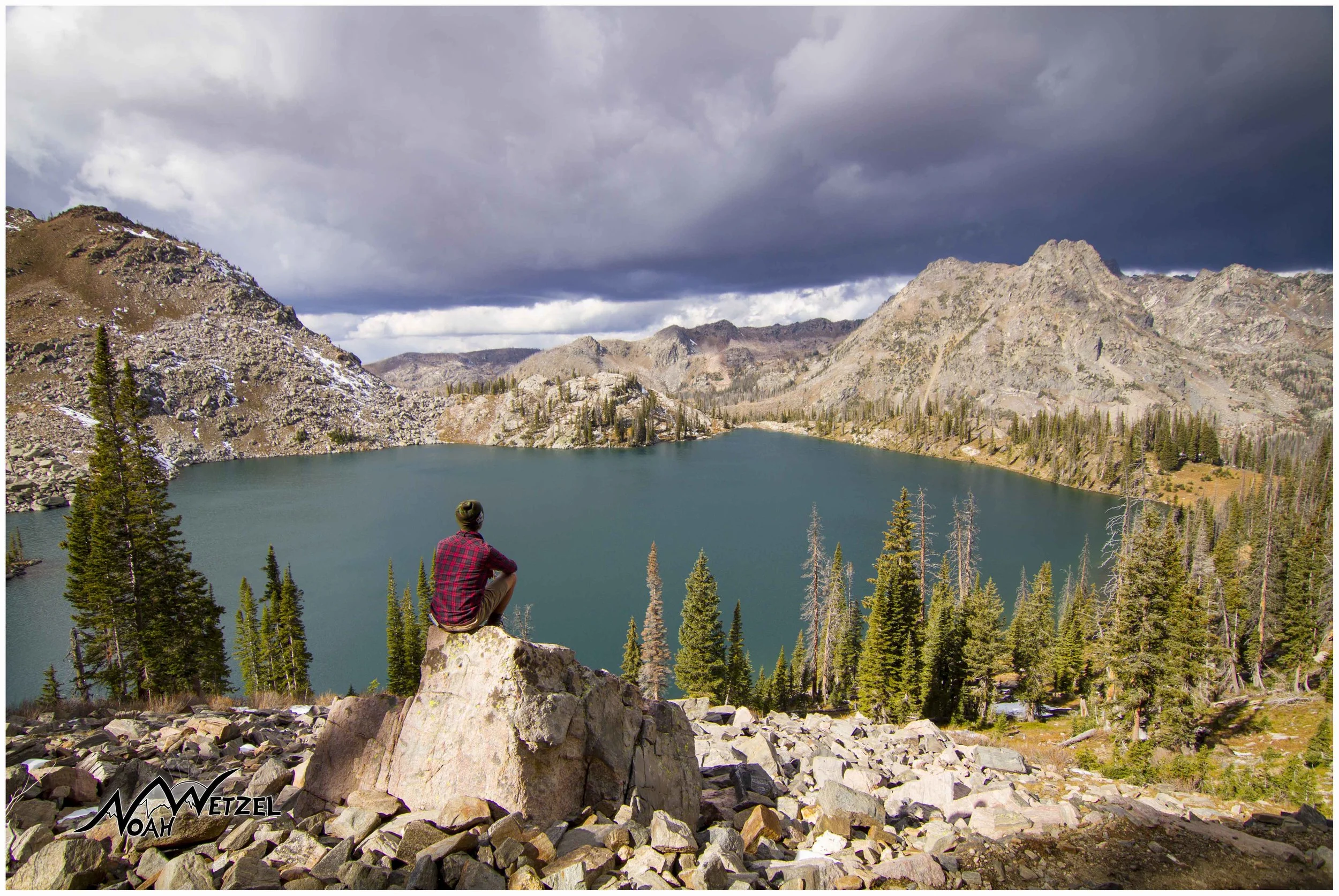 Self portrait overlooking Gilpin Lake while backpacking in the Mount Zirkel Wilderness, Colorado.