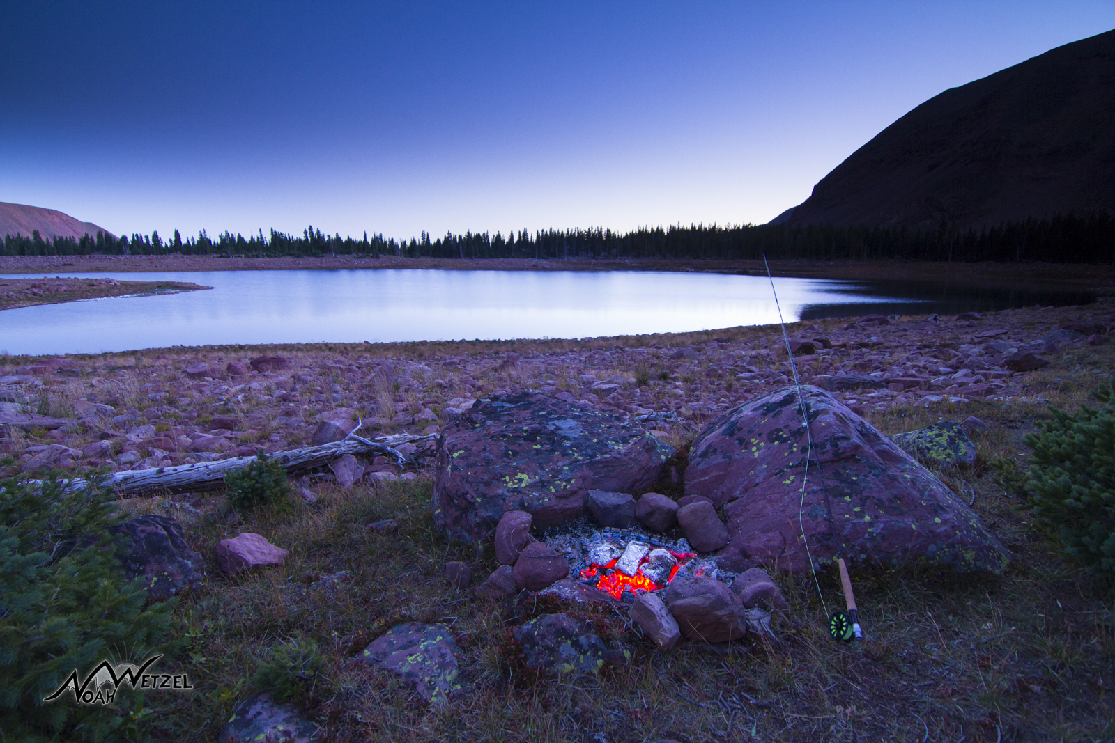 Cooking freshly caught fish at East Timothy Lake. High Uintas Wilderness. Utah