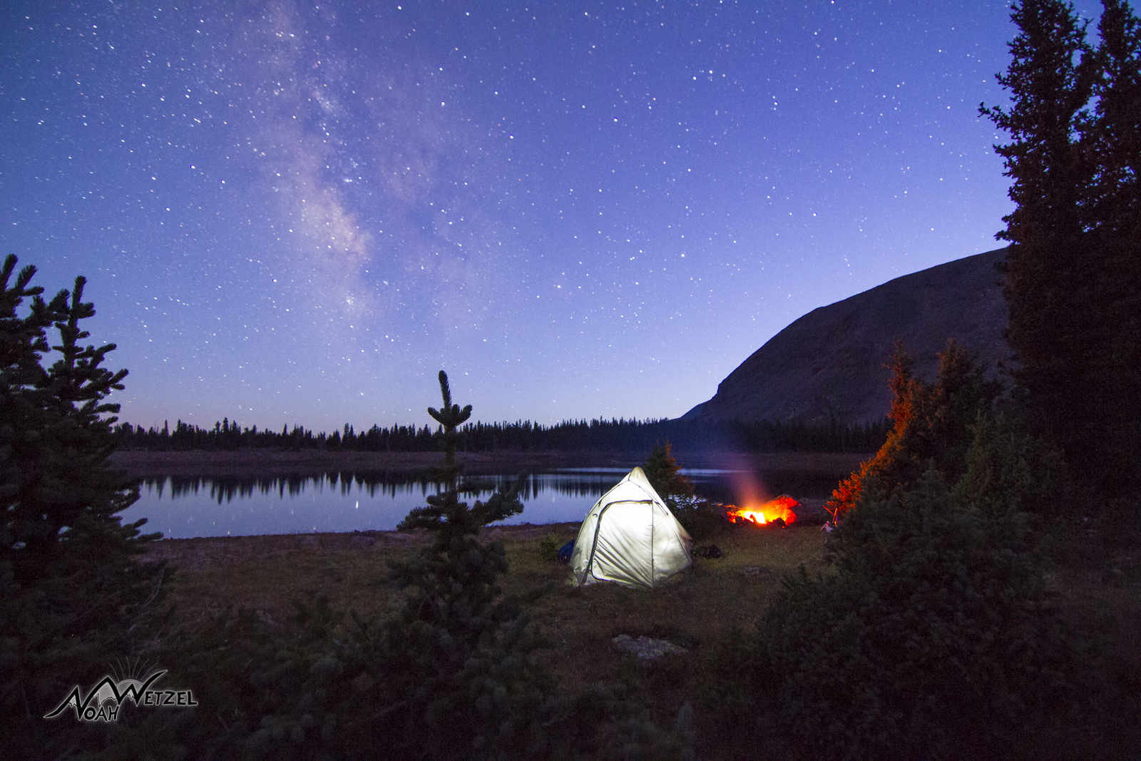 Twilight at East Timothy Lake. High Uintas Wilderness. Utah