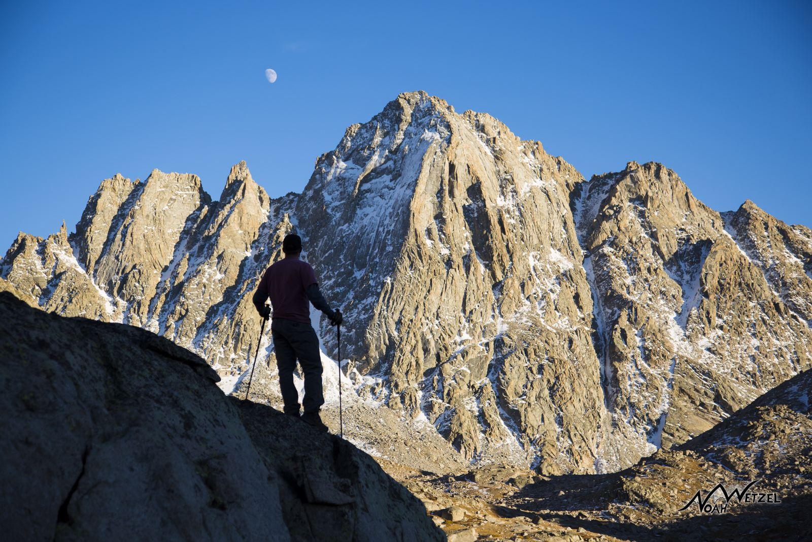 Ben Wetzel overlooking Indian Basin and Harrower Peak. Wind River Range. Wyoming