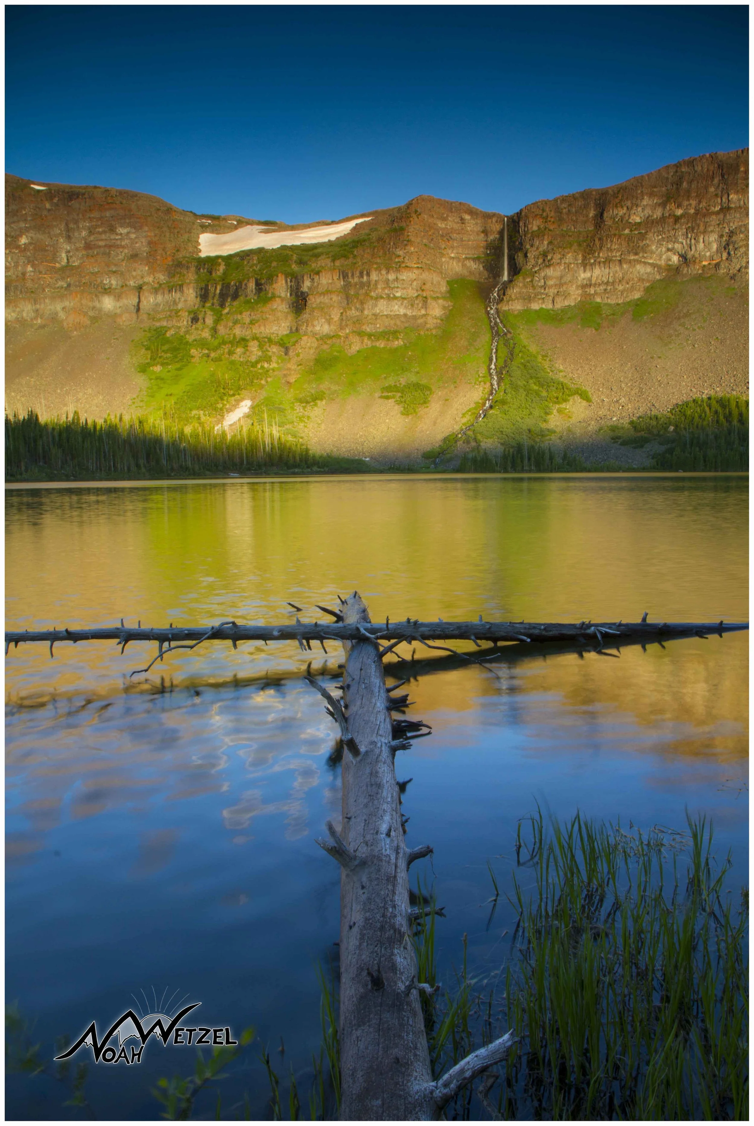 The amazing 200ft Keener Falls cascades into Keener Lake in the Flat Tops Wilderness of Colorado.
