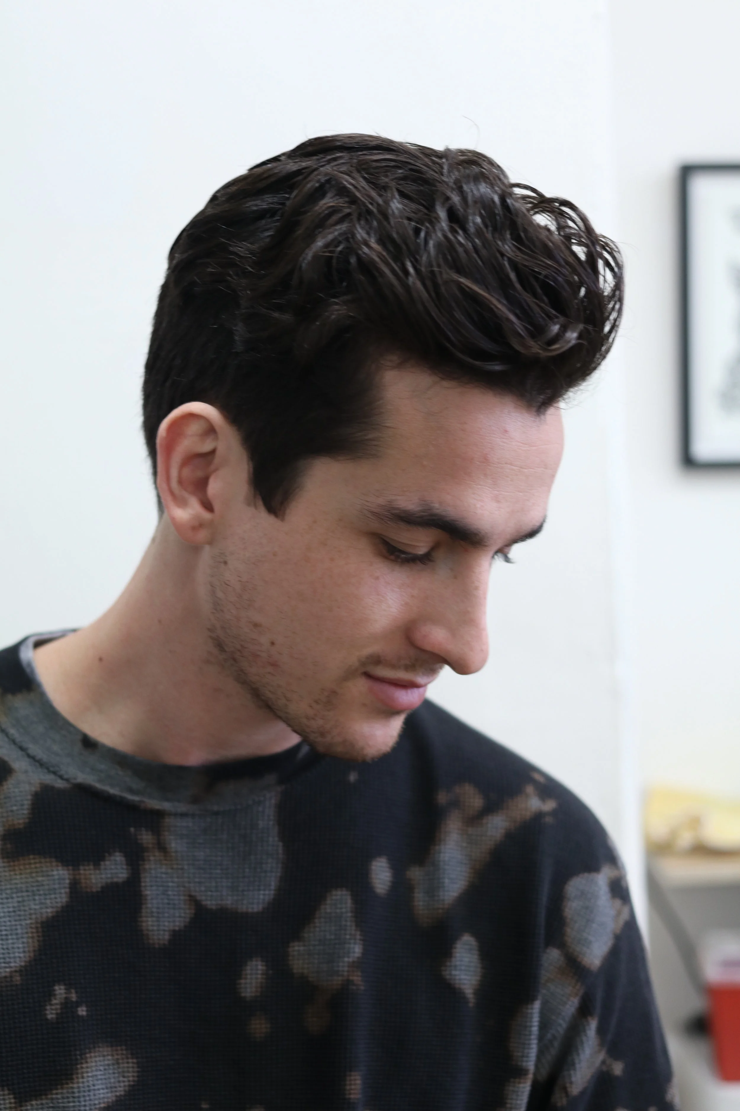 Gentleman's cut on wavy hair