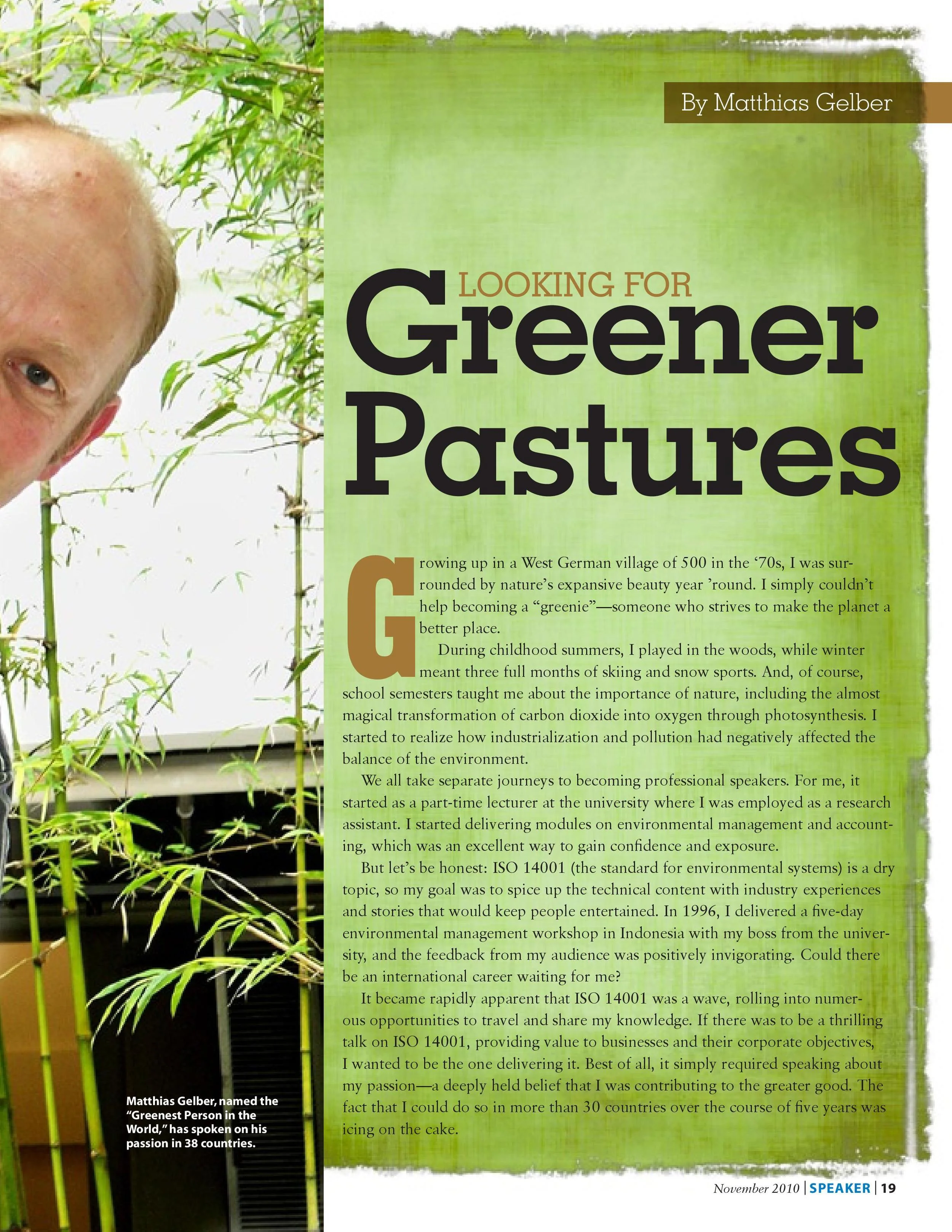 Interview Greener Pastures | Speaker Magazine