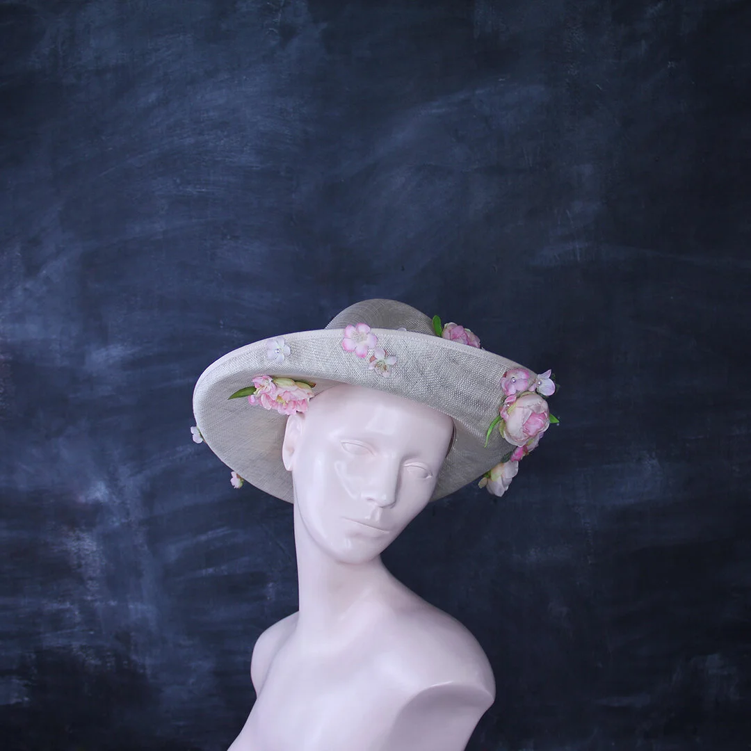 Floral Fedora with Upturned Brim 