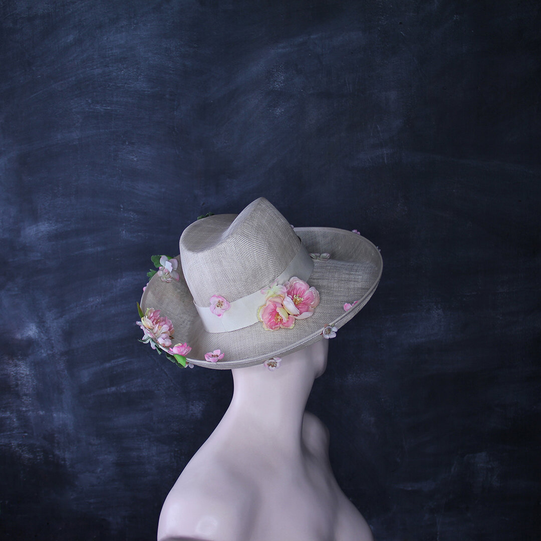 Floral Fedora with Upturned Brim 