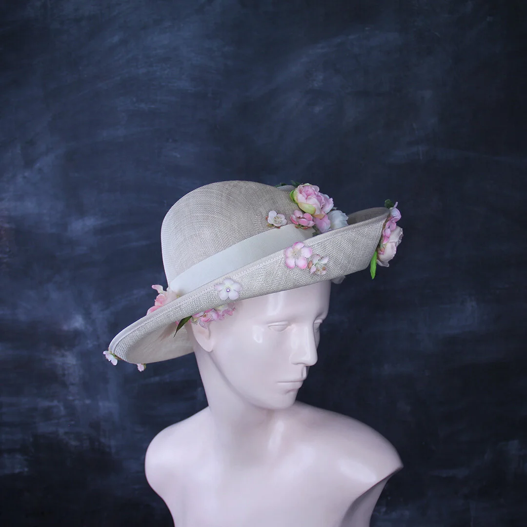 Floral Fedora with Upturned Brim 