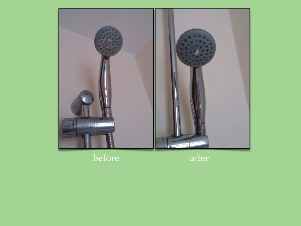 Shower handle cleaning