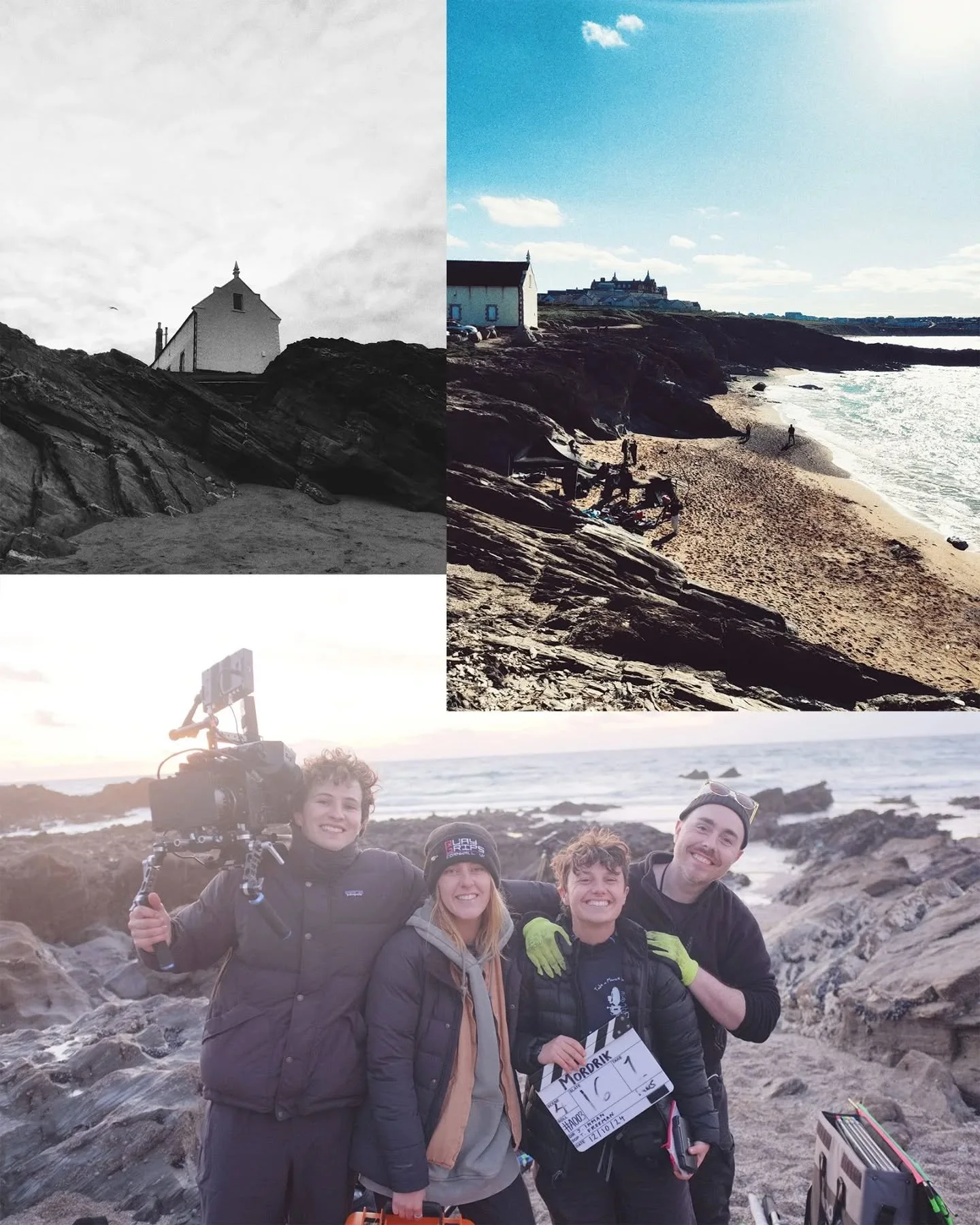 A few sun-kissed and sea-sprayed BTS snaps from 'Mordrik'! 🌊 So excited to share these BTS images. It was an unforgettable experience shooting this Kernowek short on the dramatic Cornish coastline with a cracking crew, even getting to light a cozy t