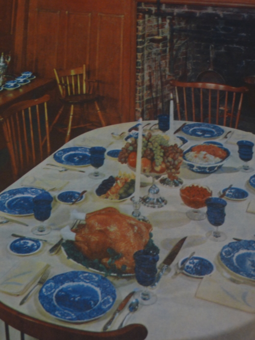 Thanksgiving table setting according to Betty Crocker’s New Picture Cookbook, 1961. Photo credit: Alissa Simon.