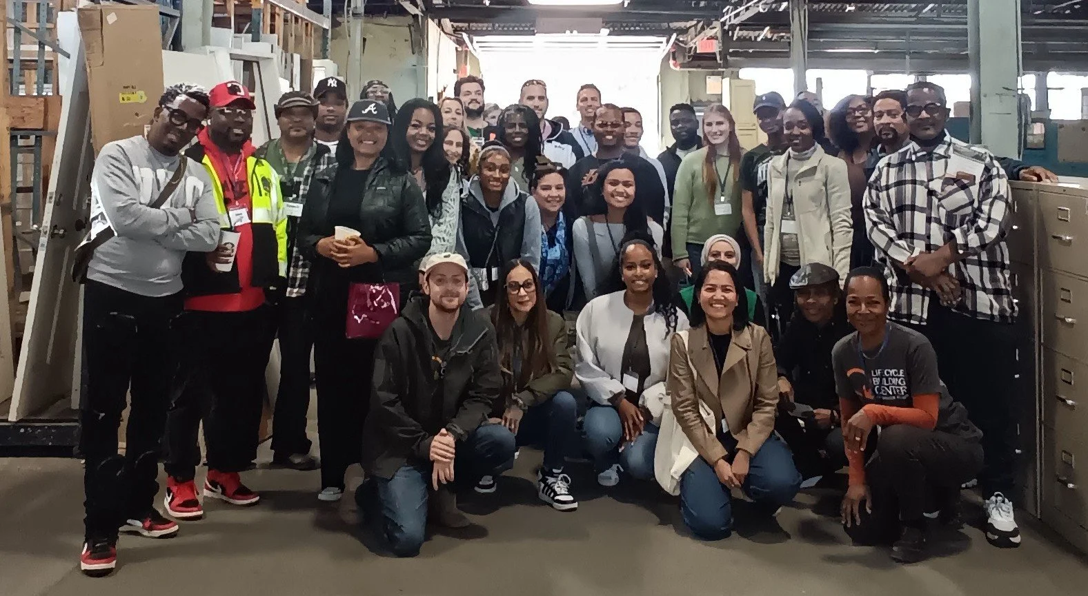  Exploring deconstruction material circularity through recovery and building material reuse at the Lifecycle Building Center. Photo: Michelle Wiseman 