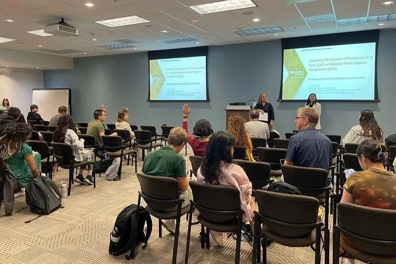   Dr. Hui Cai, Professor in the School of Architecture and Executive Director of the SimTigrate Design Center at Georgia Tech, presented “Exploring the Impacts of Environment of Care (EoC) on Nurses’ Hand Hygiene Compliance.”  