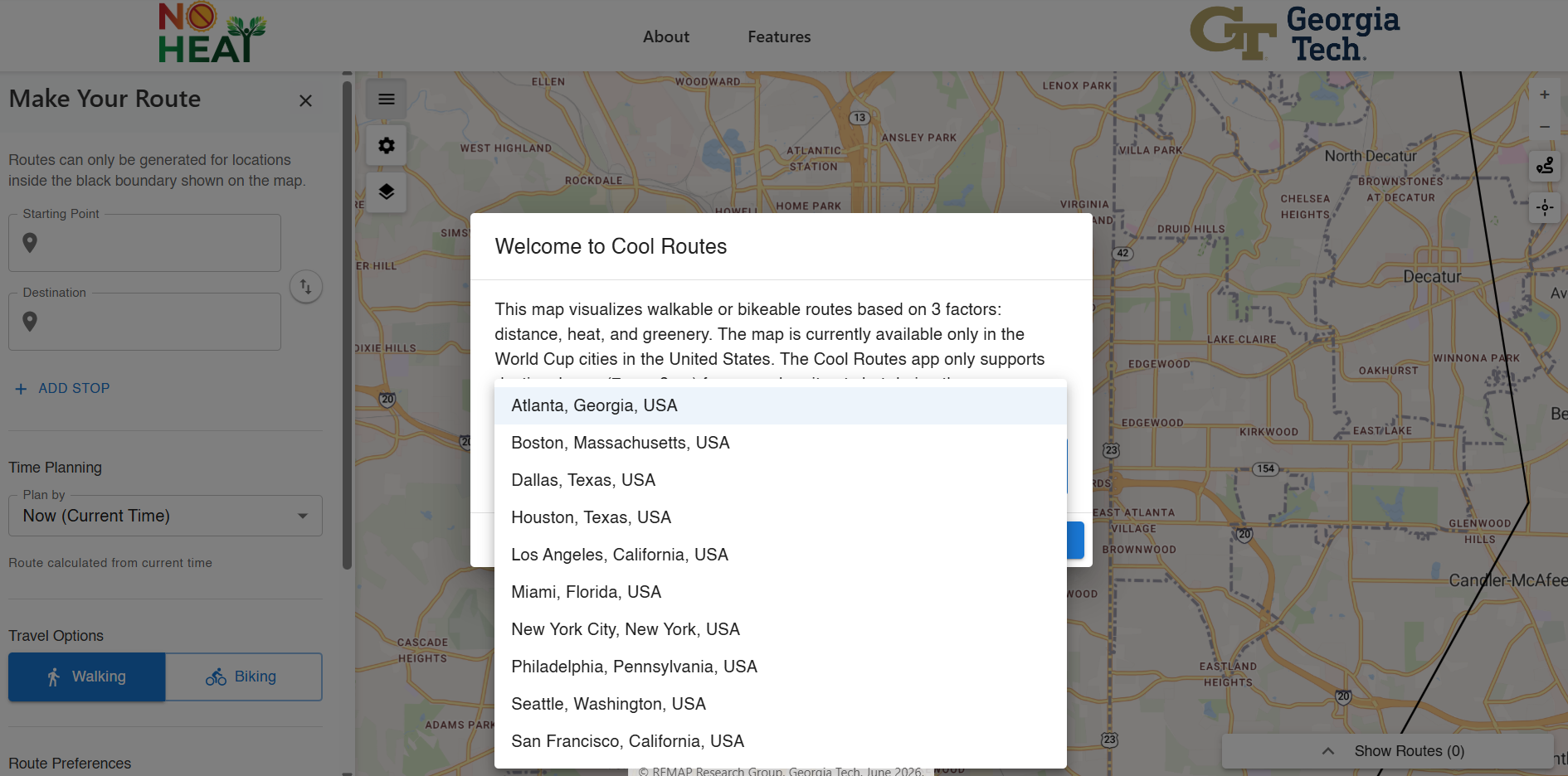 The Cool Routes app launched in June 2026 and is available in 10 U.S. cities hosting FIFA World Cup matches. 